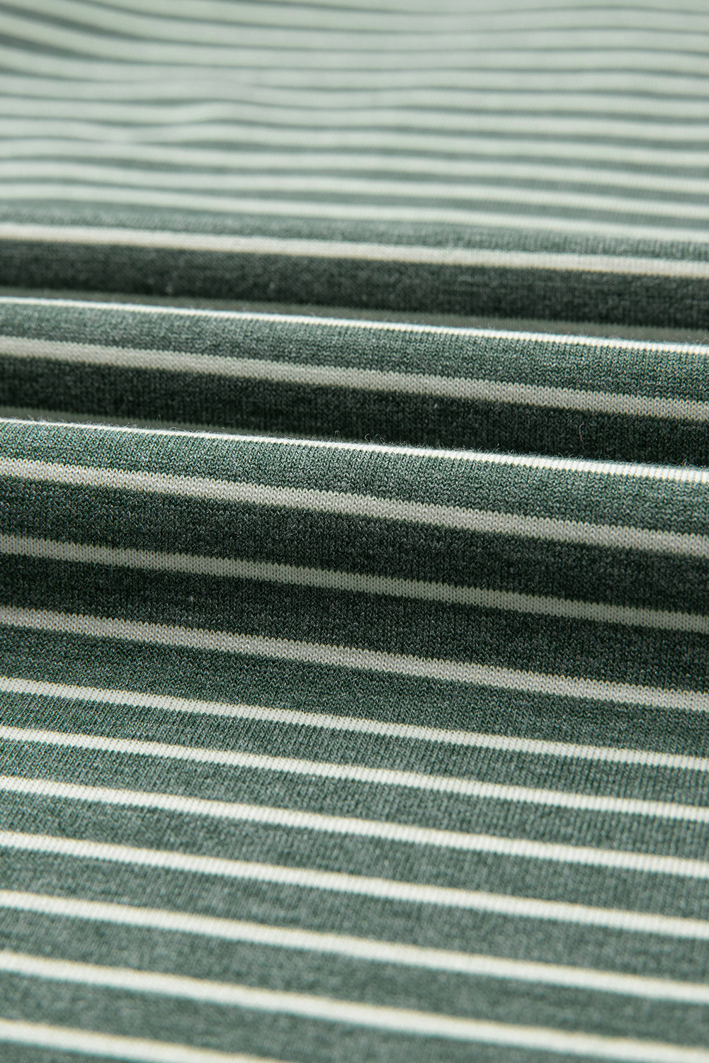 Green Stripe V Neck Stretchy Long Sleeve Top