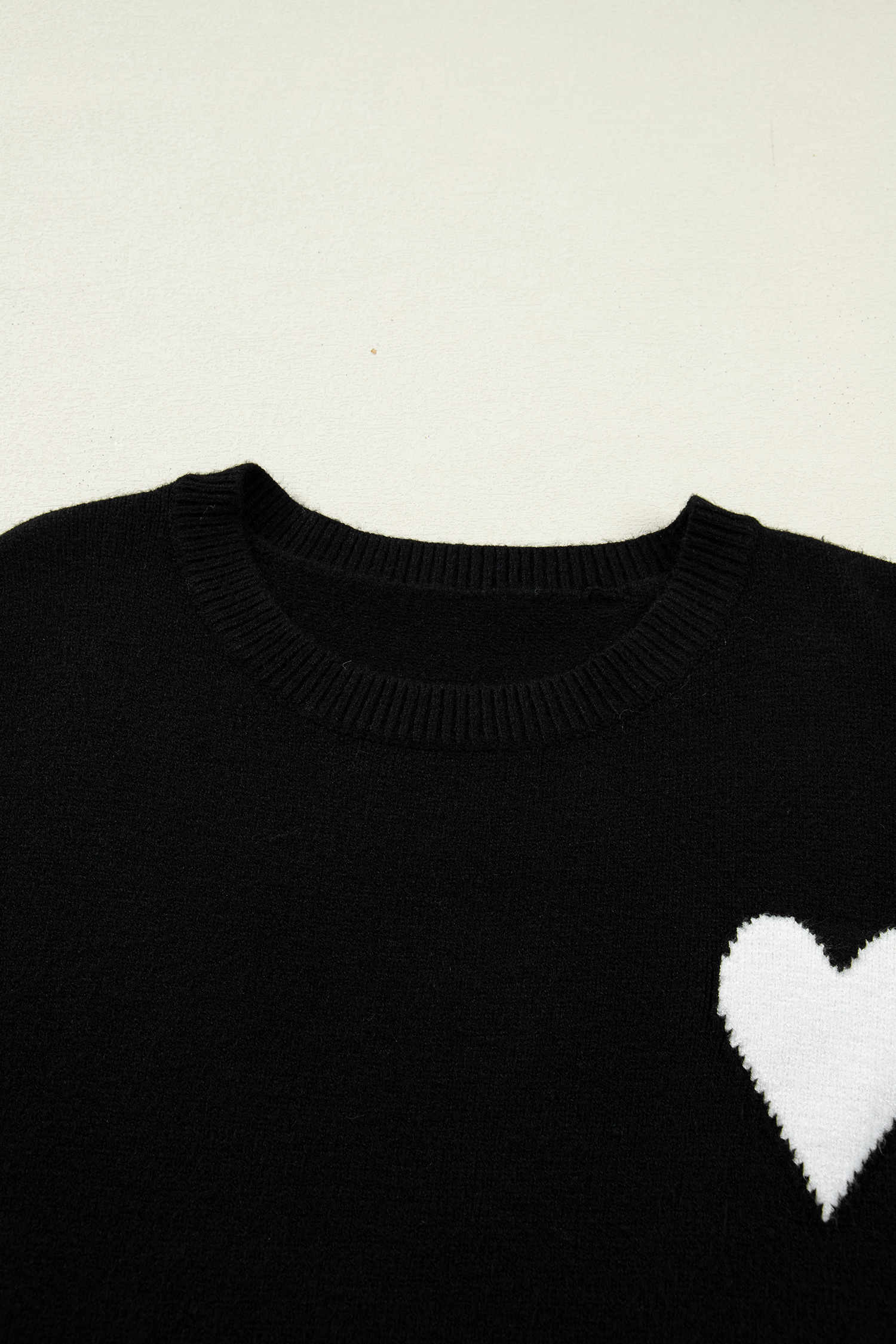 Black Heart Detail Contrast Cuffs Baggy Sweater