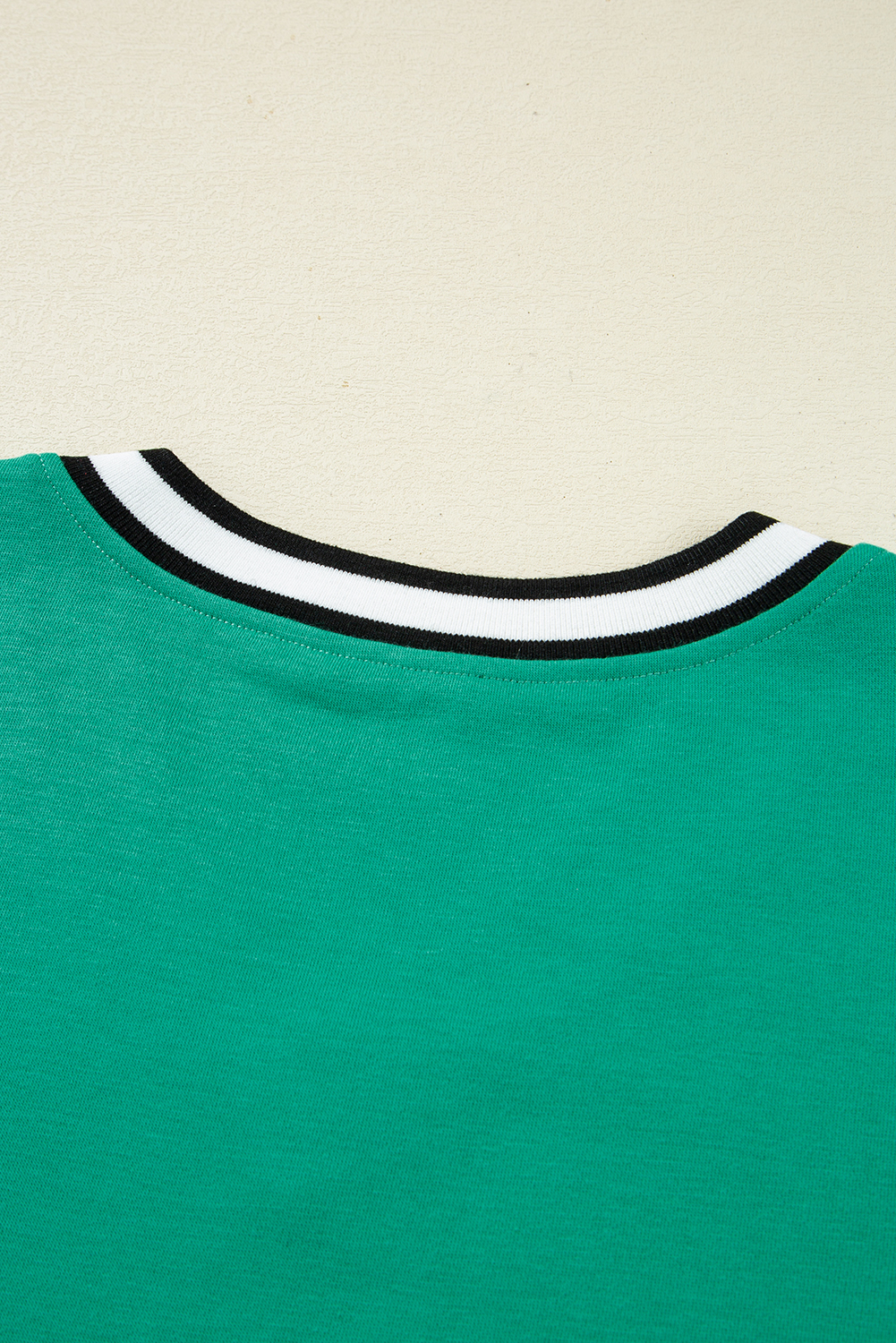 Mint Green Varsity Contrast Striped V Neck Long Sleeve T Shirt Dress with Pockets