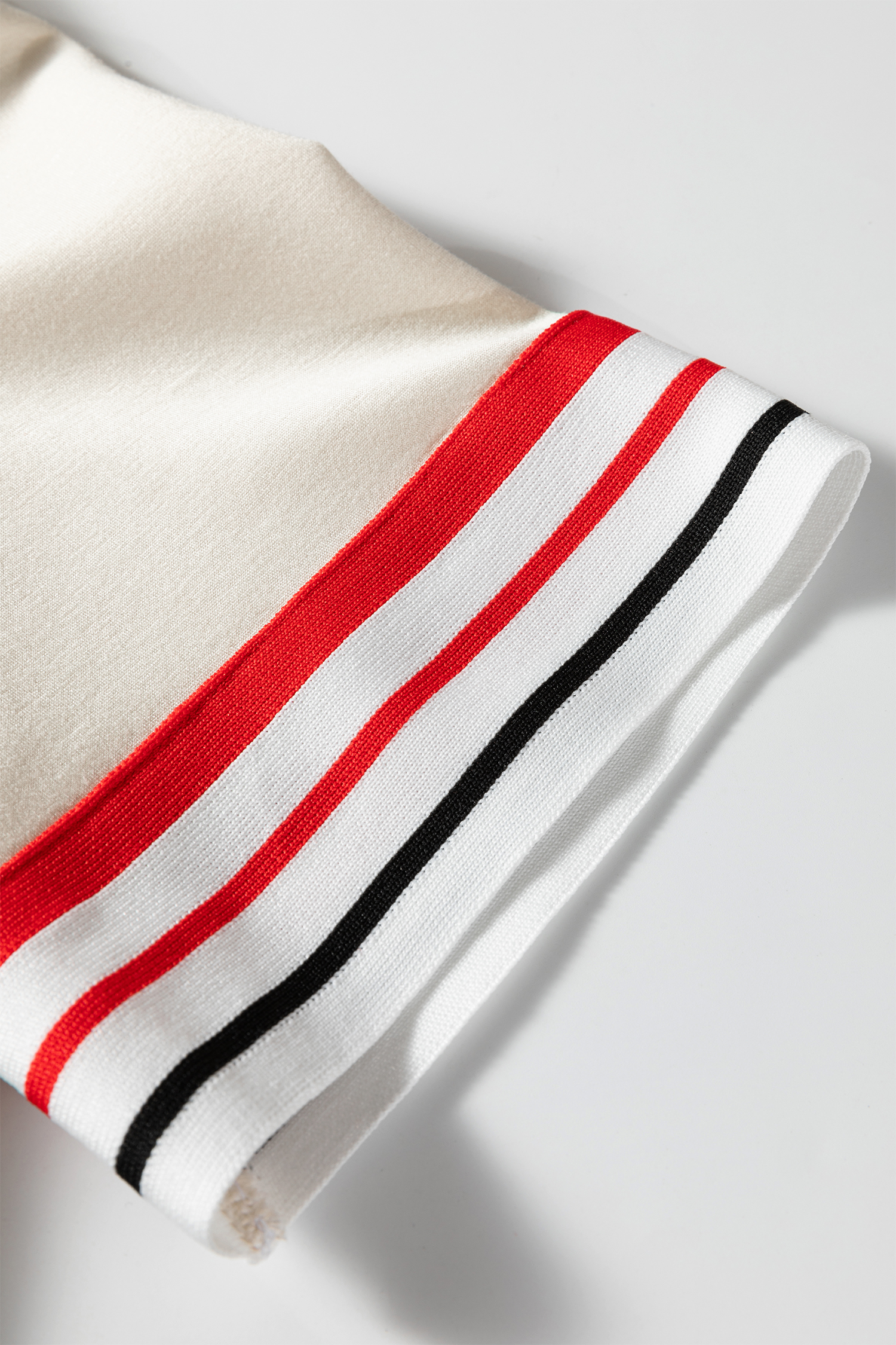 Jet Stream Contrast Striped Trim Crewneck T Shirt Loose Straight Pants Set