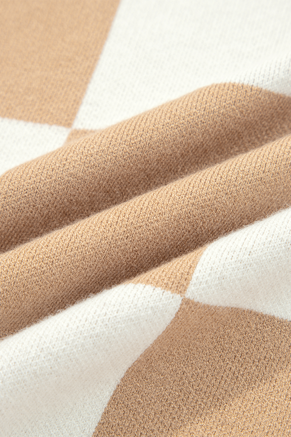 Black Checkered Pattern Loose Drop Shoulder Half Sleeve Sweater