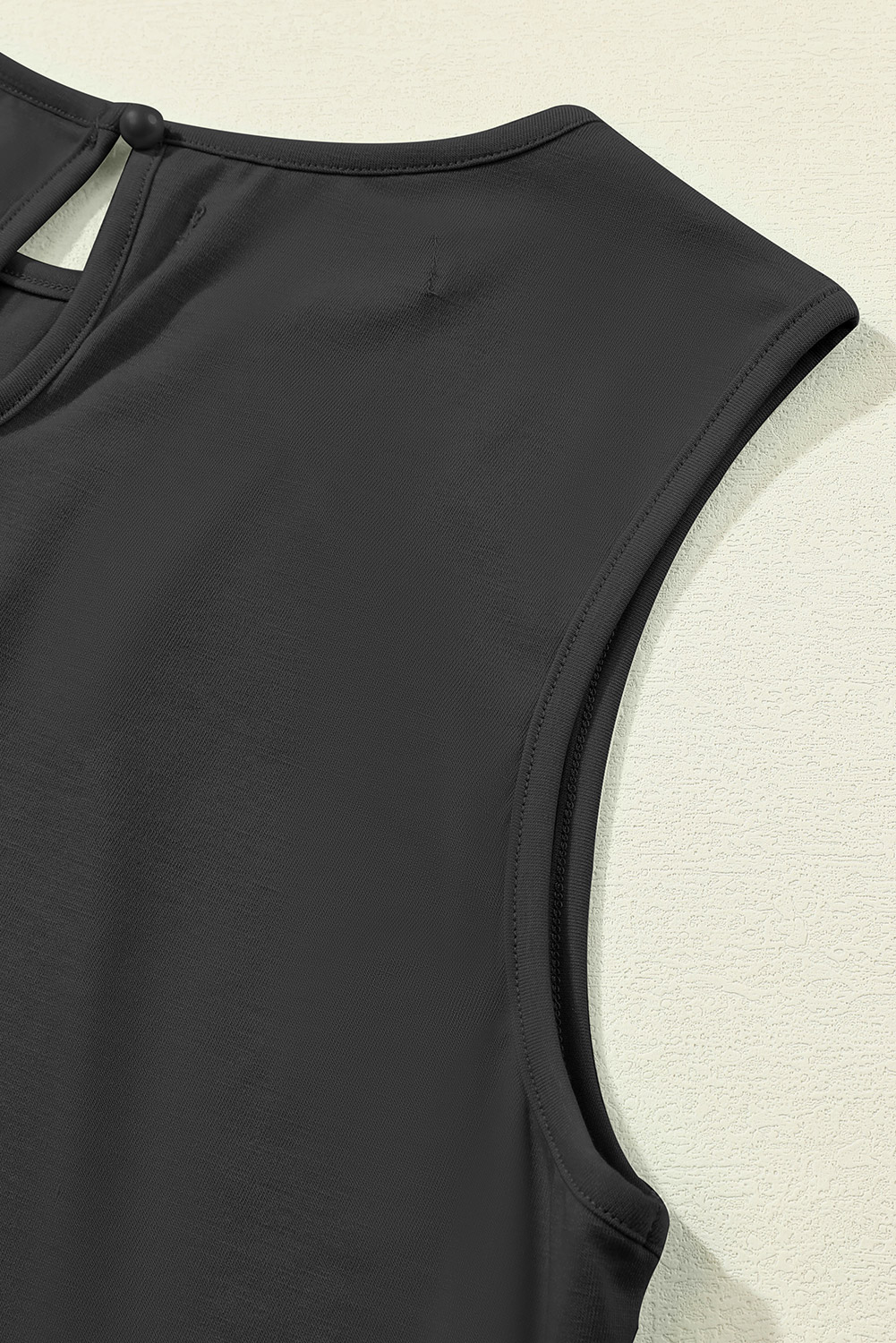 Gray Pleated Round Neck Sleeveless Top