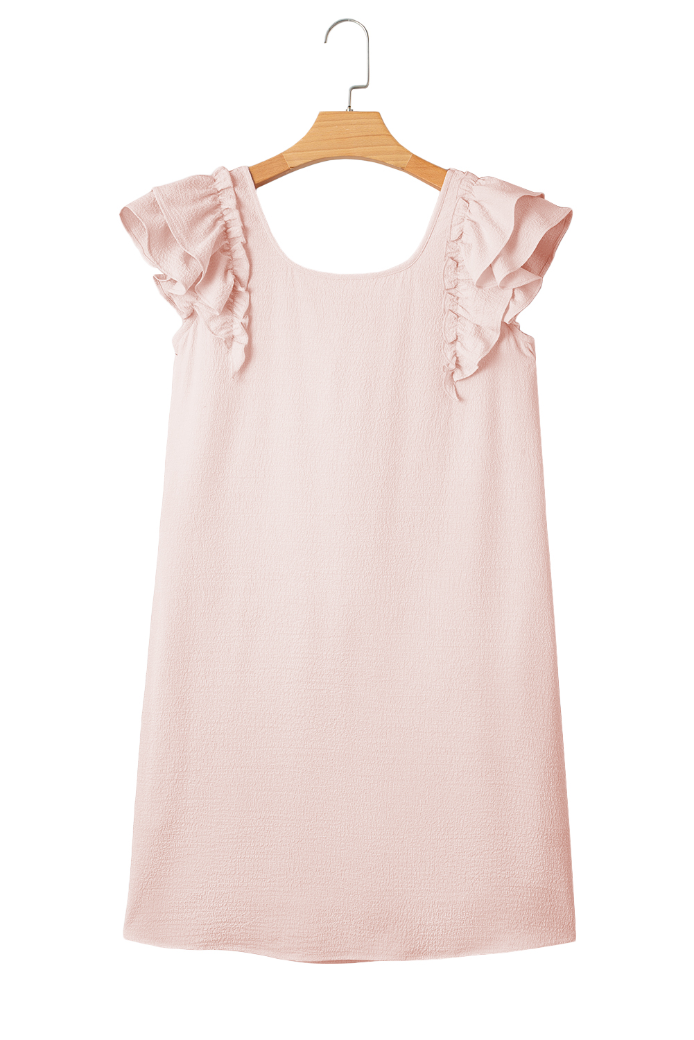 Beau Blue Textured Bow Knot Frilled Butterfly Sleeve Blouse