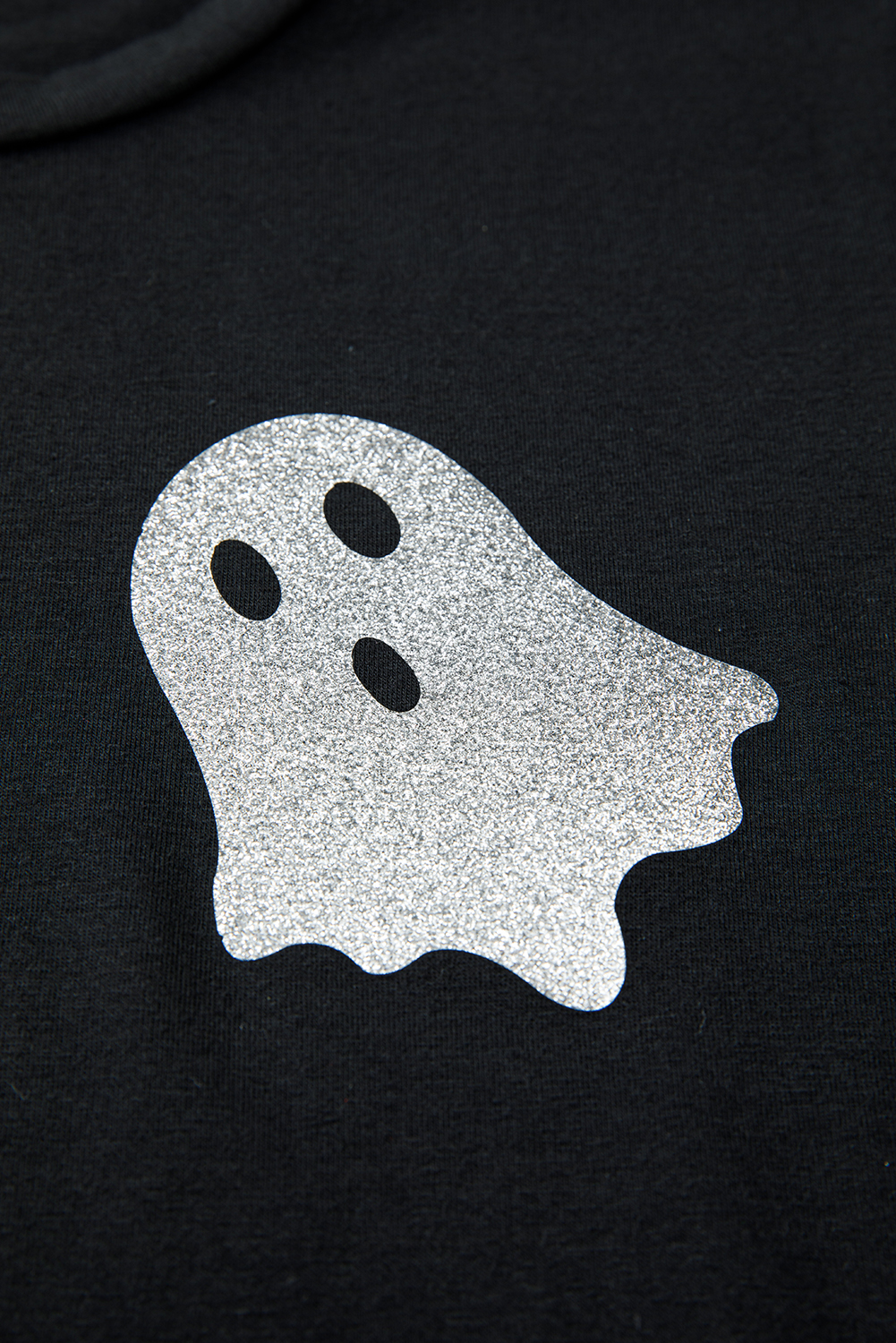 Wisteria Glitter Trim Chenille Ghost Patched Halloween Graphic Tee