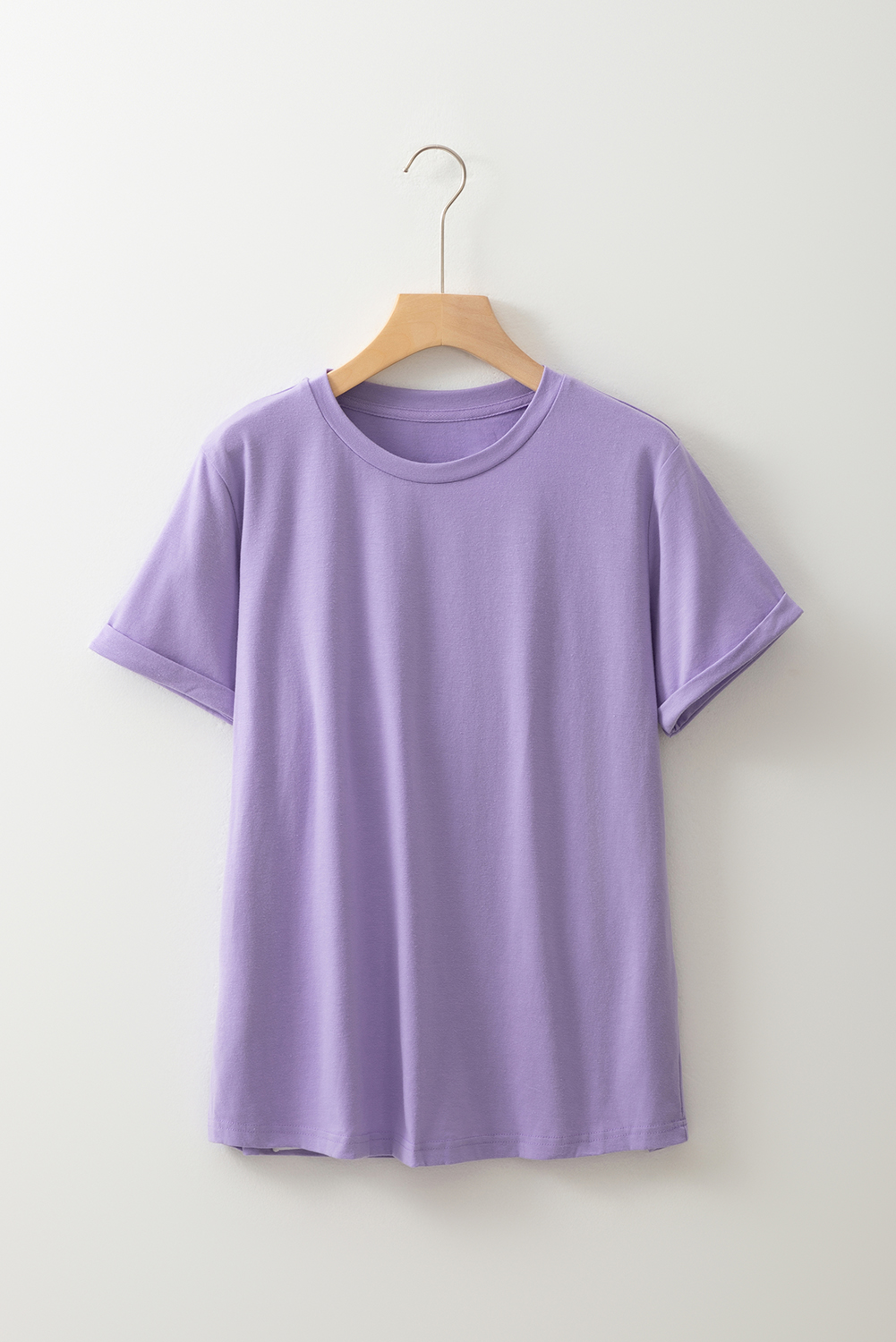 Khaki Casual Plain Crew Neck Tee