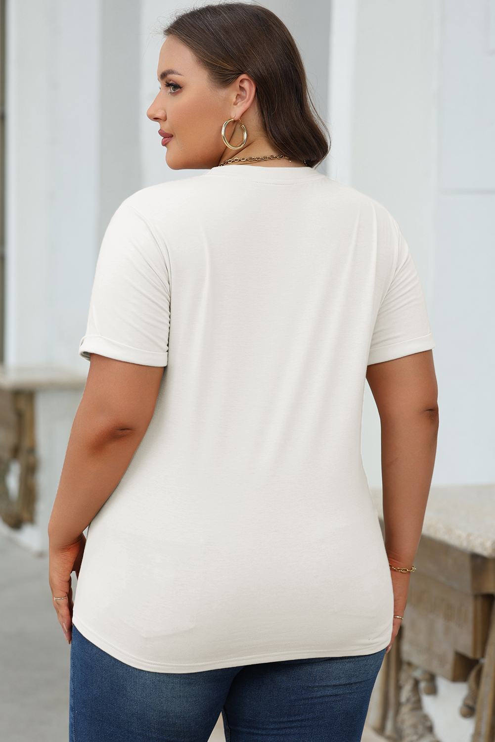 Khaki Casual Plain Crew Neck Tee