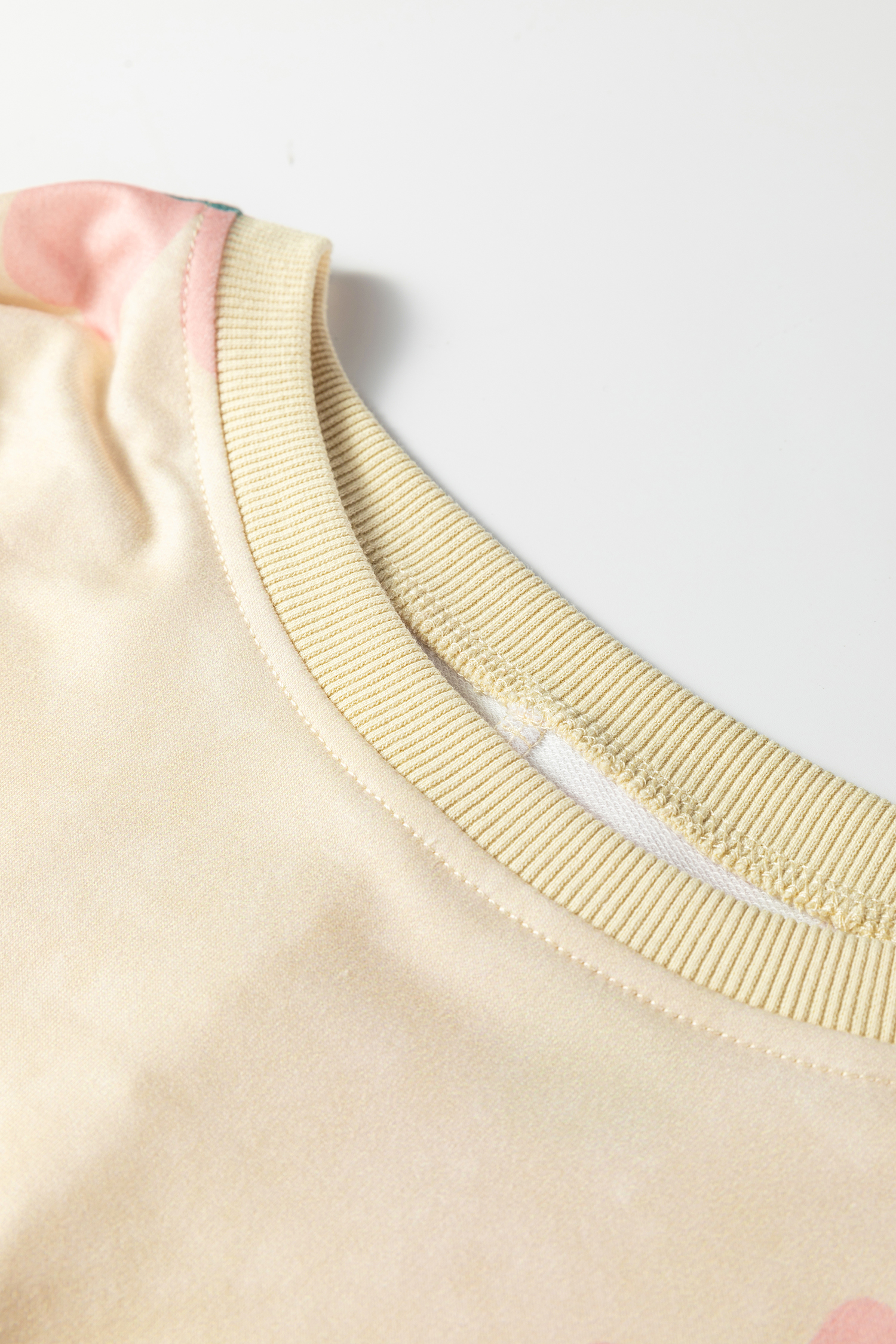 Khaki Mineral Washed French Terry Flower Print Sweatshirt