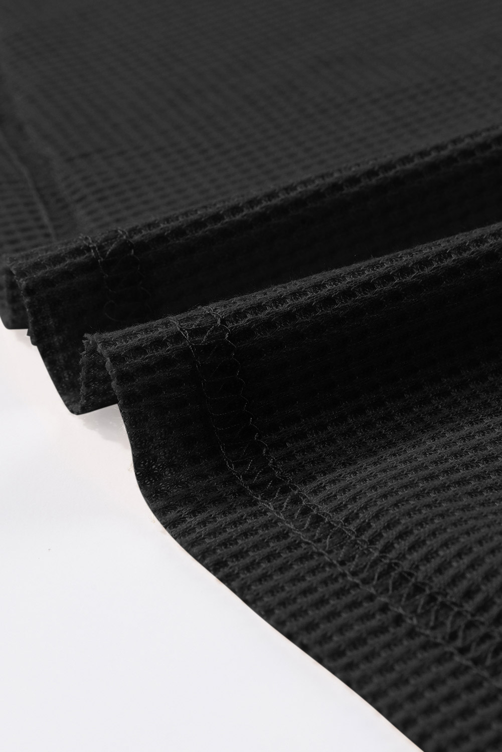 Brown Waffle Knit Buttoned Long Sleeve Top