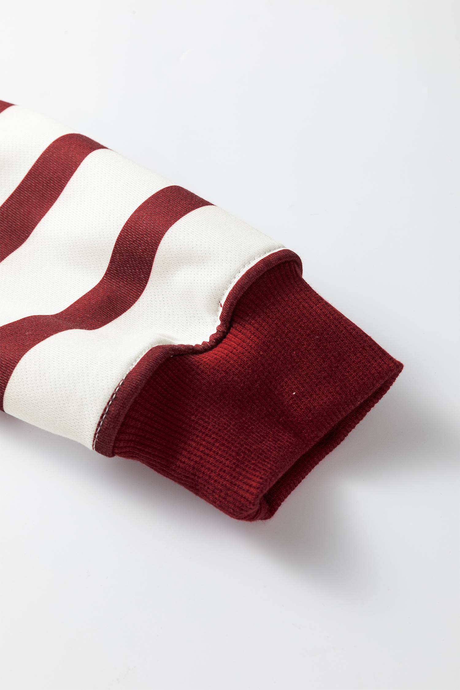 Red Stripe Pullover Hoodie Ribbed Solid Pants 2pcs Set Outfit