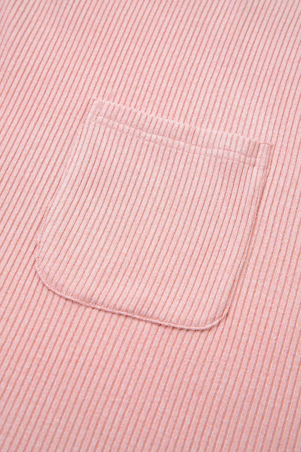 Bonbon Ribbed Exposed Seam Round Neck Chest Pocket Plus Knit Top