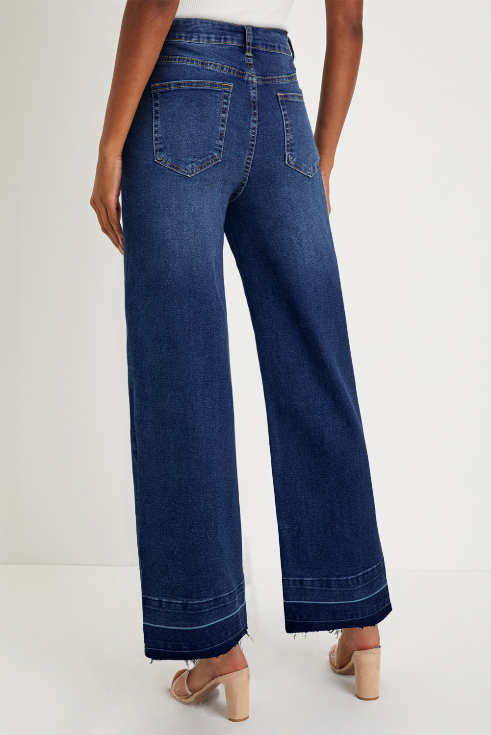 Real Teal Raw Hem Unique Cuffs Straight High Rise Loose Jeans