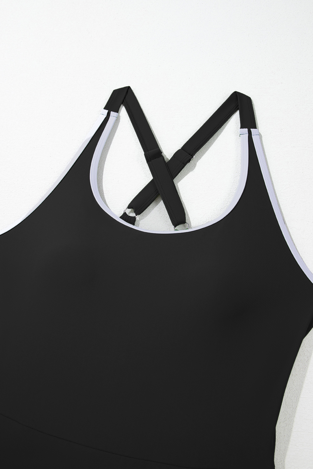 Bright Pink Contrast Edge Ruffled High Waist One Piece Swim Dress