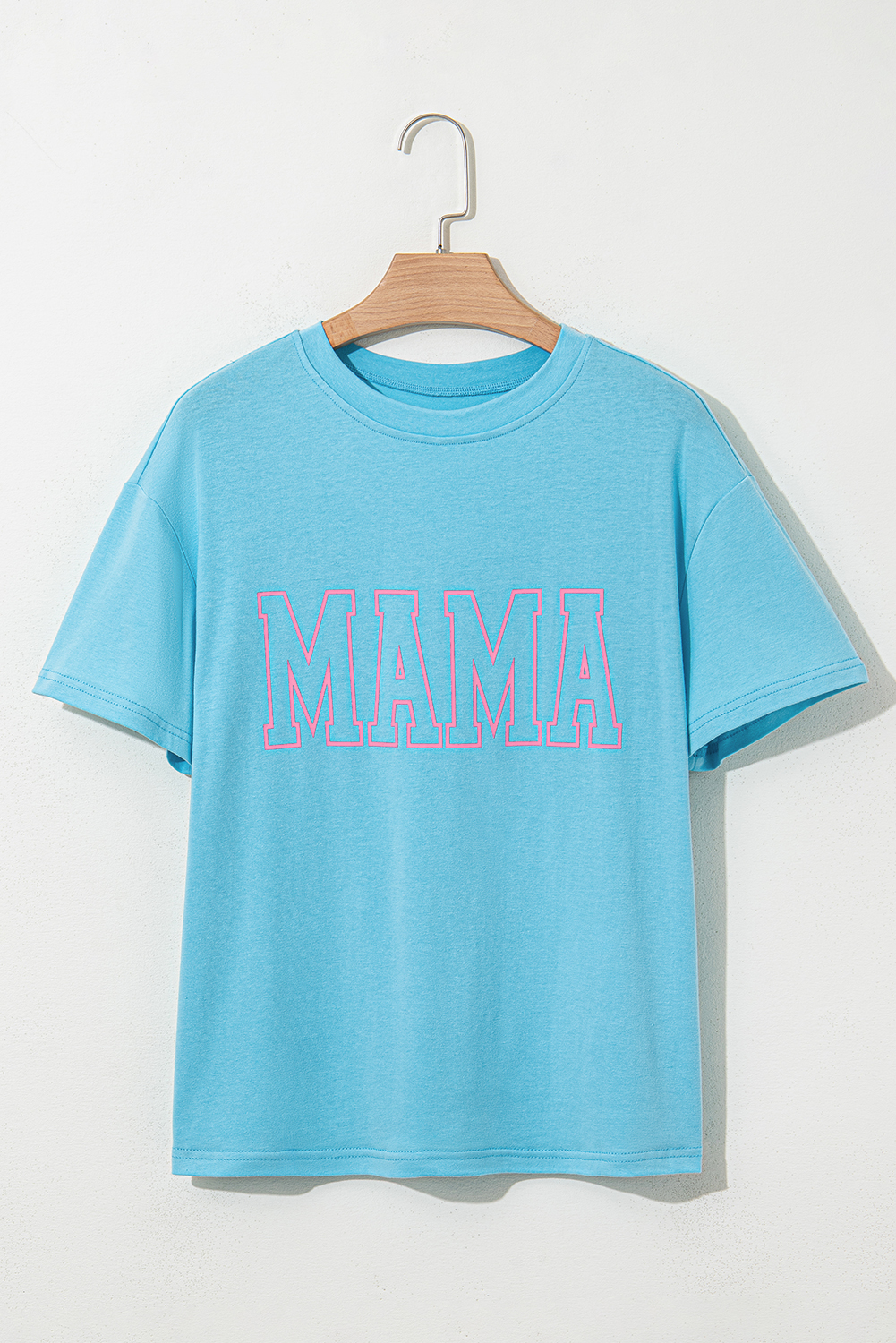 Black MAMA Letter Graphic Neon T Shirt