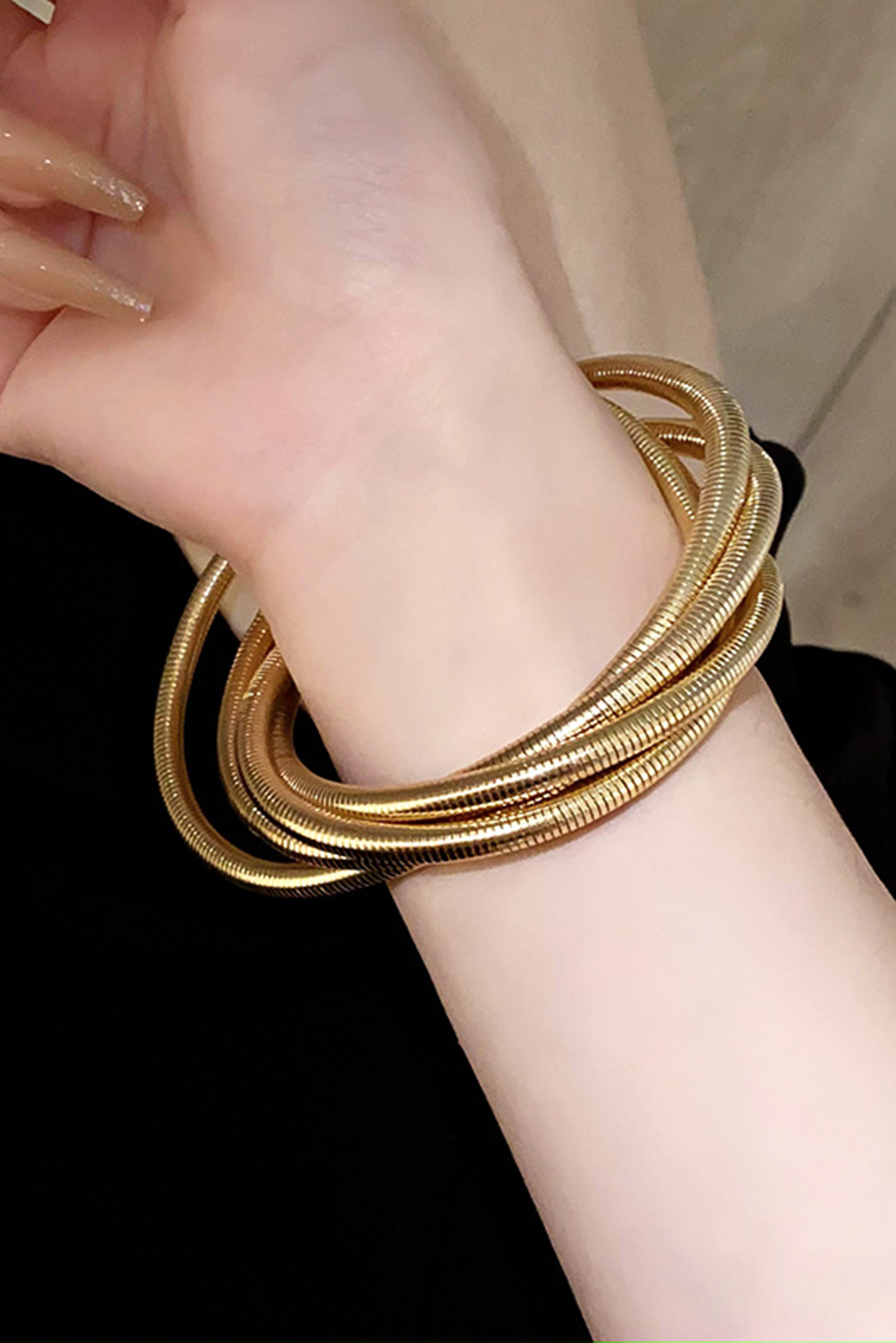 Gold Twist Stacked Exaggerated Alloy Bracelet