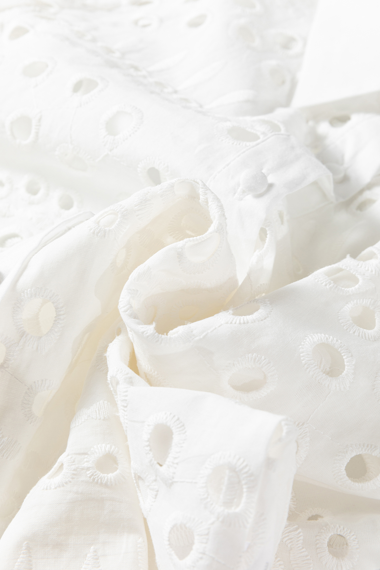 White Eyelet Embroidered Puff Sleeve Crop Shirt