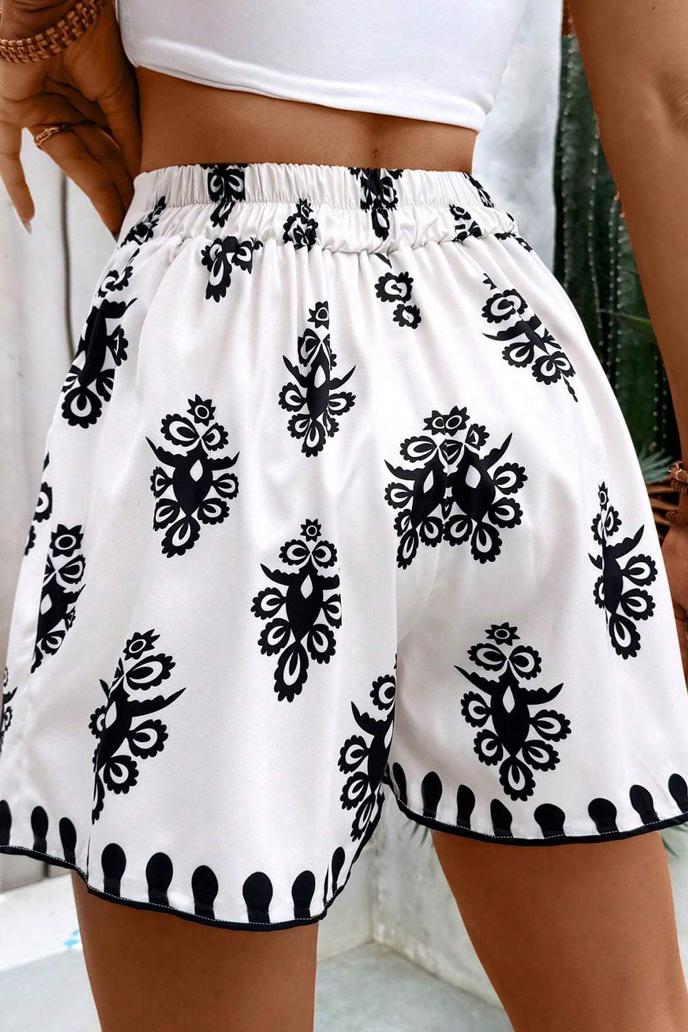 Beige Geometric Printed Sleeveless Hollowed Bowknot Back Mini Dress