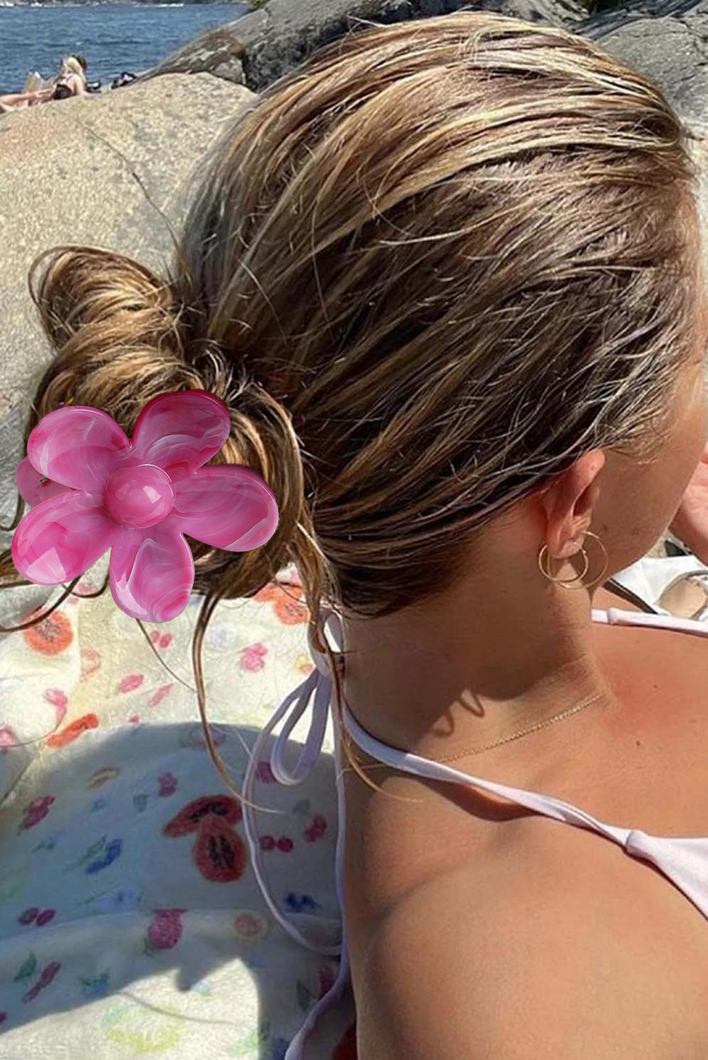 Bonbon Flower Shape Resin Hair Claw Clip