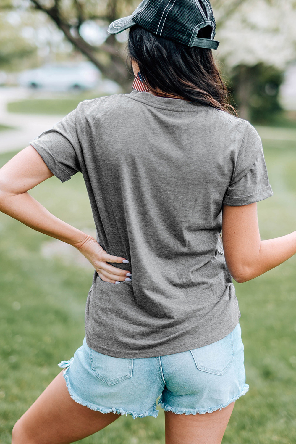 White Rabbit Bow Knot Print Crew Neck T Shirt