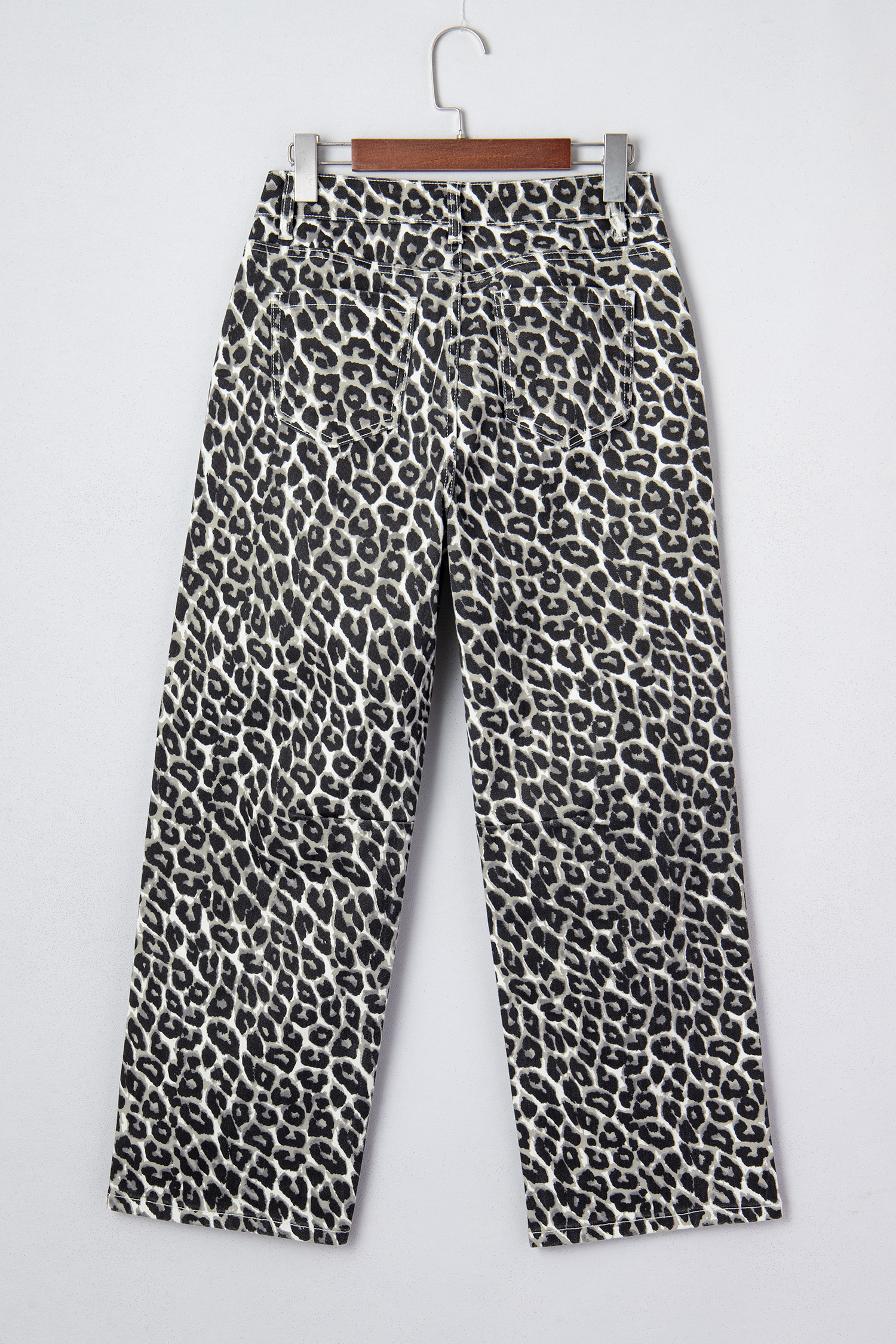 Black Leopard Print Barrel Jeans