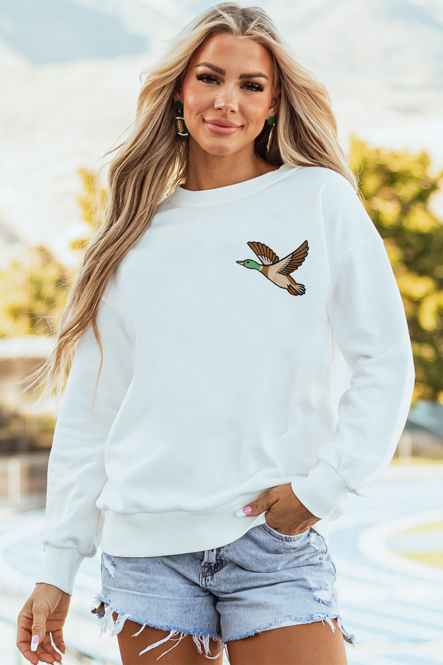 Khaki Flying Mallard Print Crew Neck T Shirt