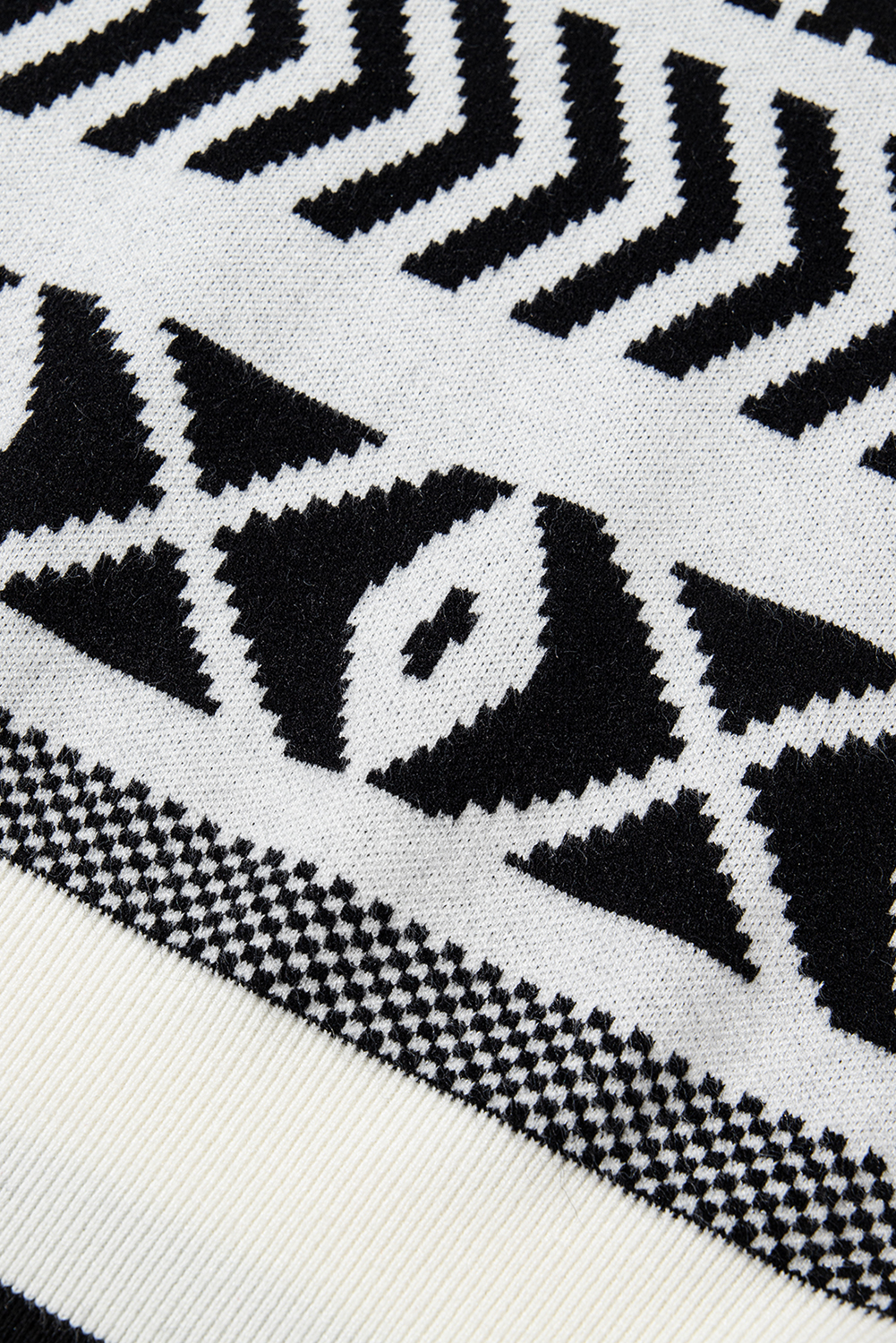 Brown Abstract Print Pullover Sweater