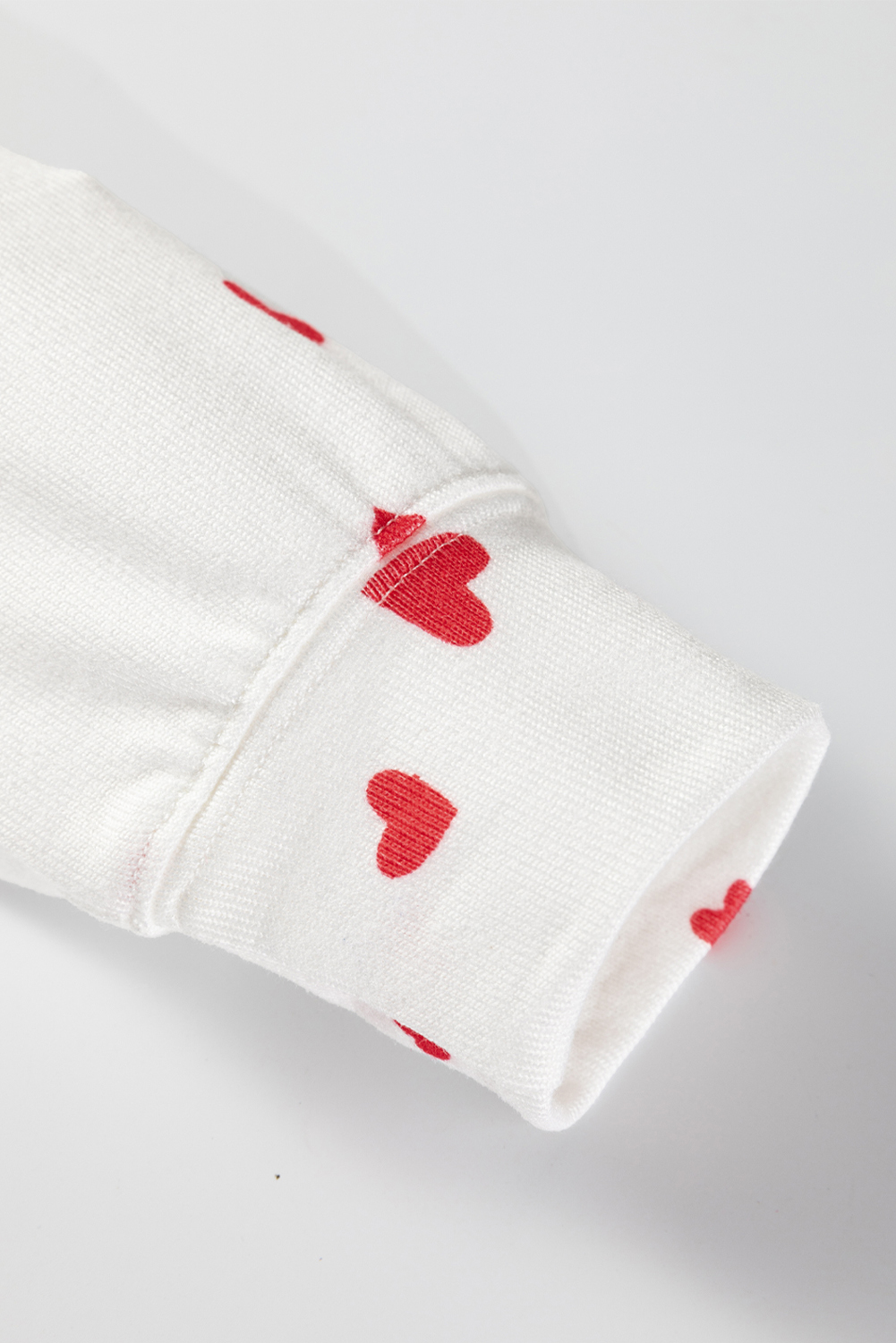 Fiery Red Tiny Hearts Printed Long Sleeve Top Drawstring Lounge Pant Set