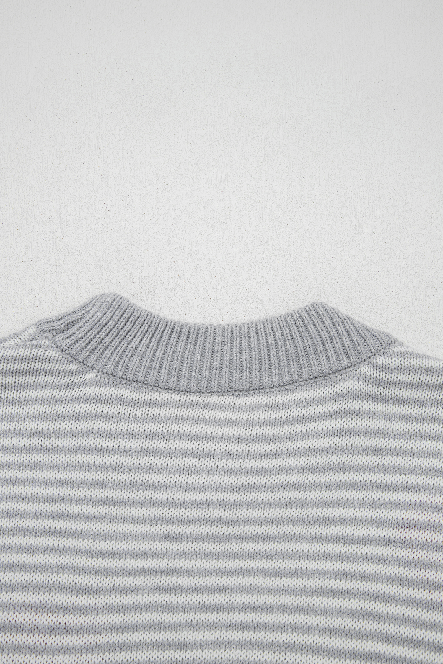 Gray Stripe Contrast Heart Pattern Valentine Knit Sweater