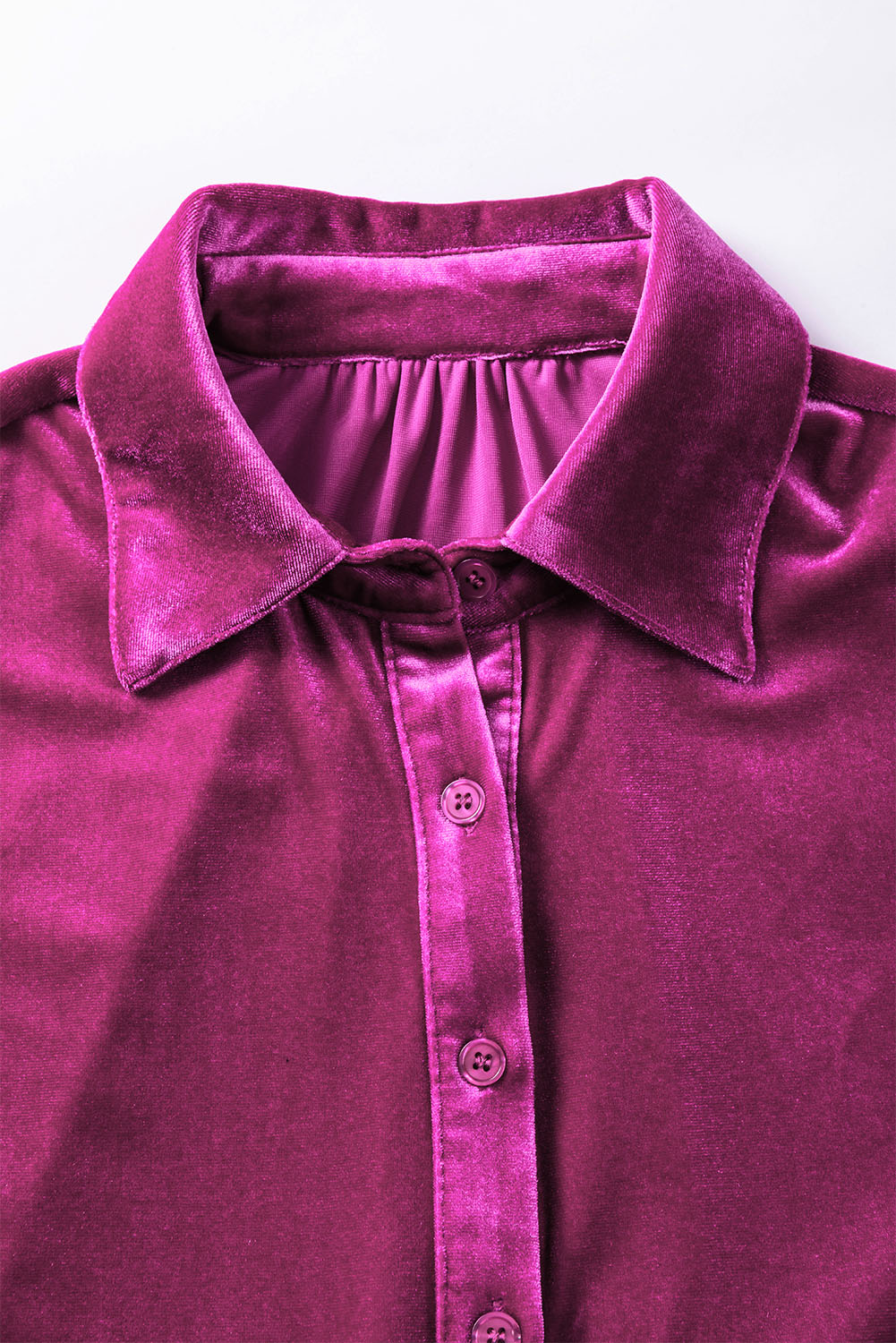 Burgundy 3/4 Sleeve Tunic Babydoll Velvet Shirt