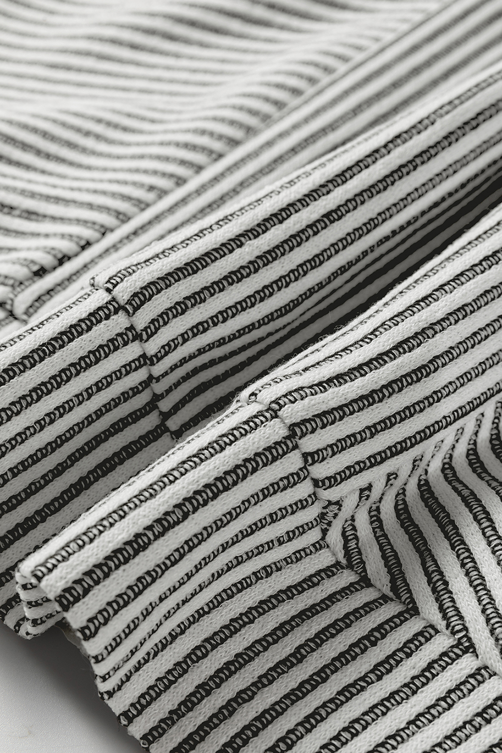 Gray Ribbed Knit Round Neck Long Lantern Sleeve Top