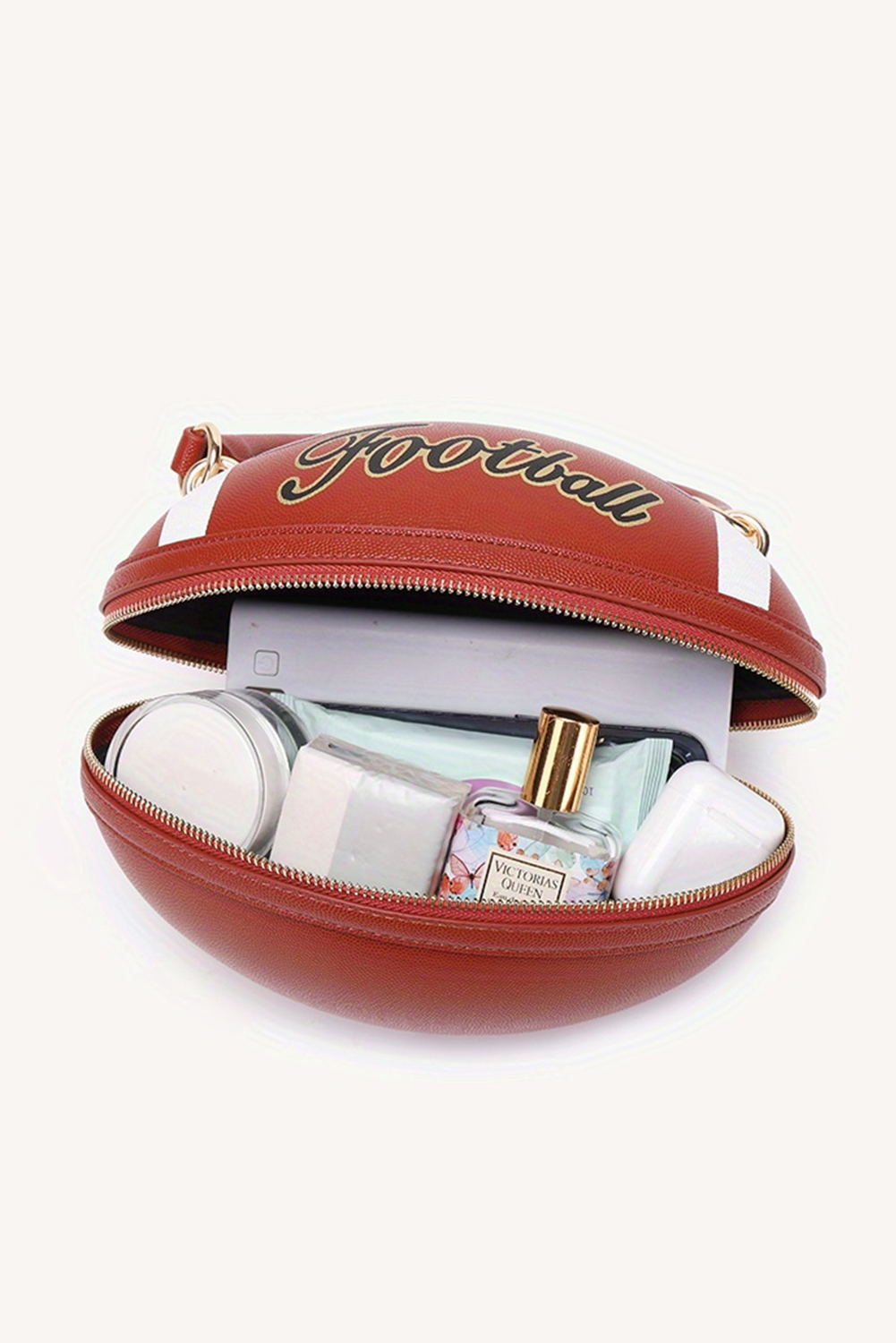 Chestnut Faux Leather Football Spherical Hand Bag