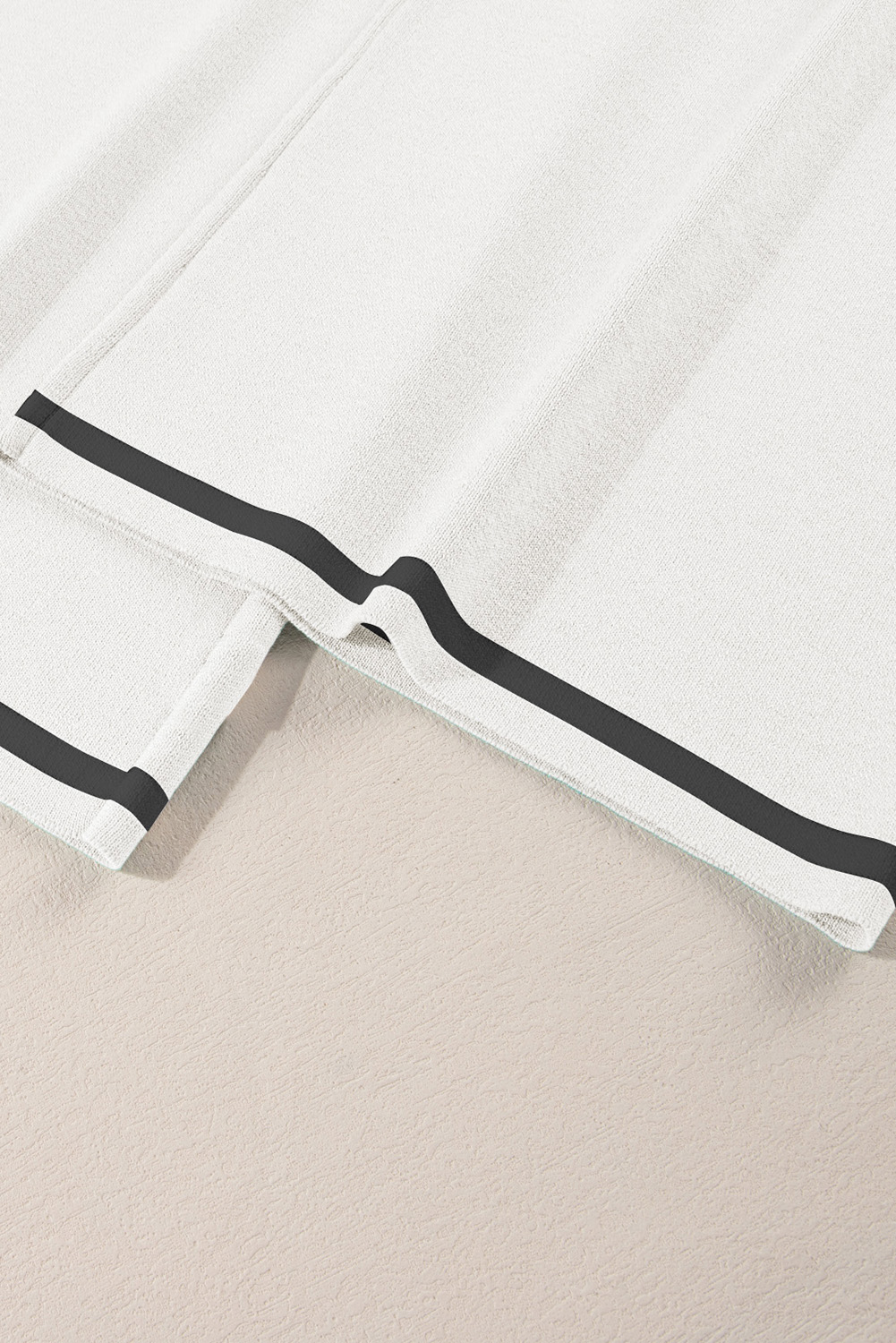 Blackish Green Contrast Trim Half Sleeve Top Drawstring Pants Loose 2pcs Sweater Suit