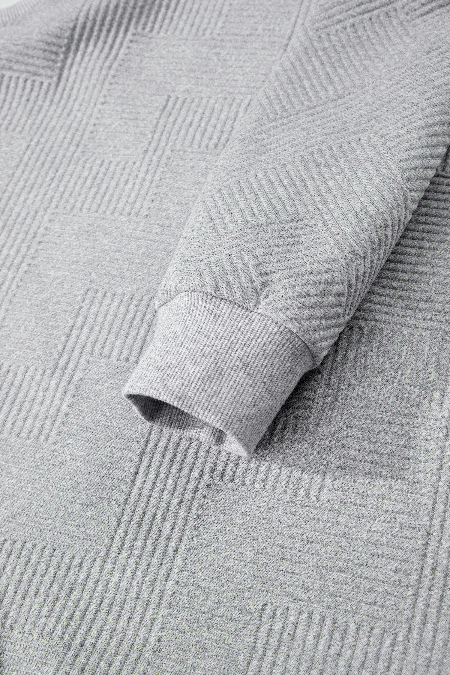 Medium Grey Trendy Textured Half Zip Loose Sweatshirt