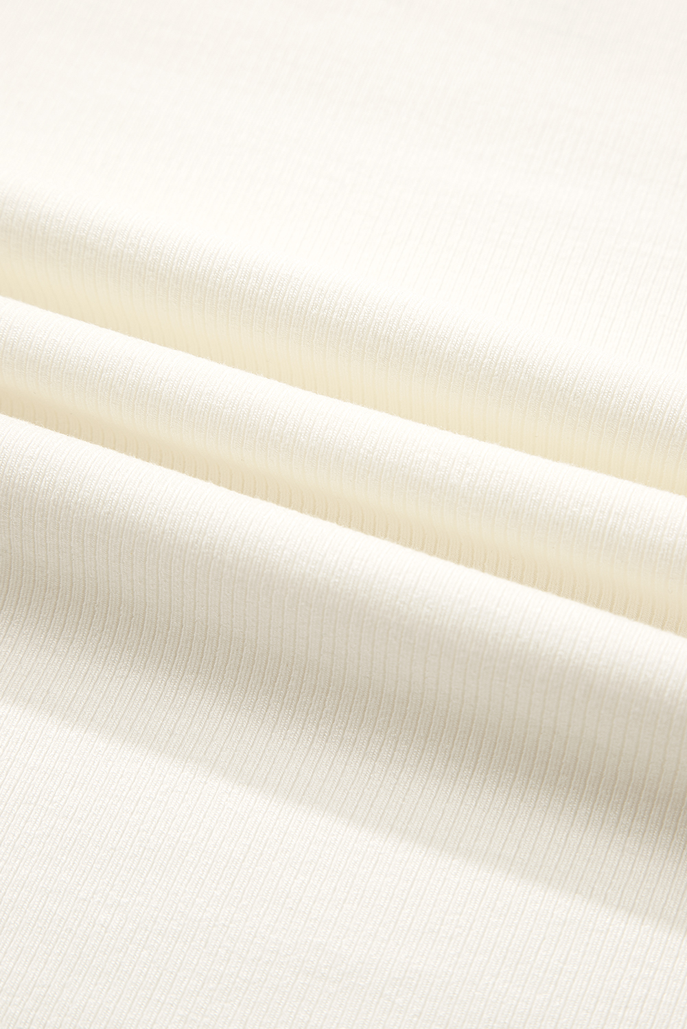 Black Ribbed Knit Lettuce Trim High Neck Long Sleeve Top