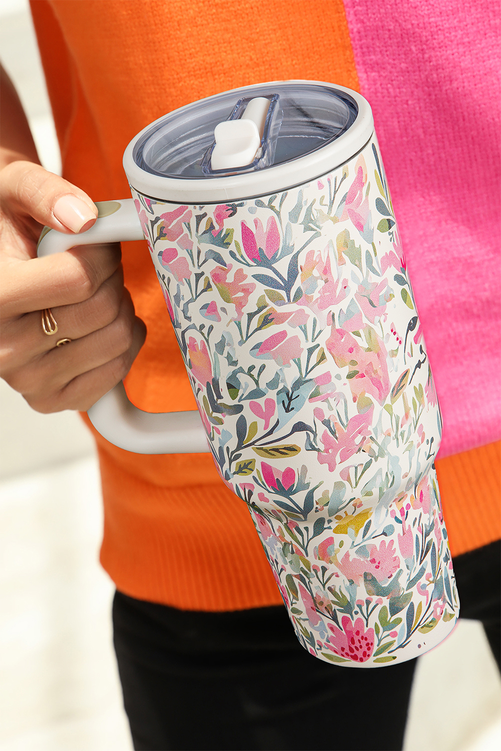 White He Is Risen Flower Print Stainless Steel Tumbler 40oz