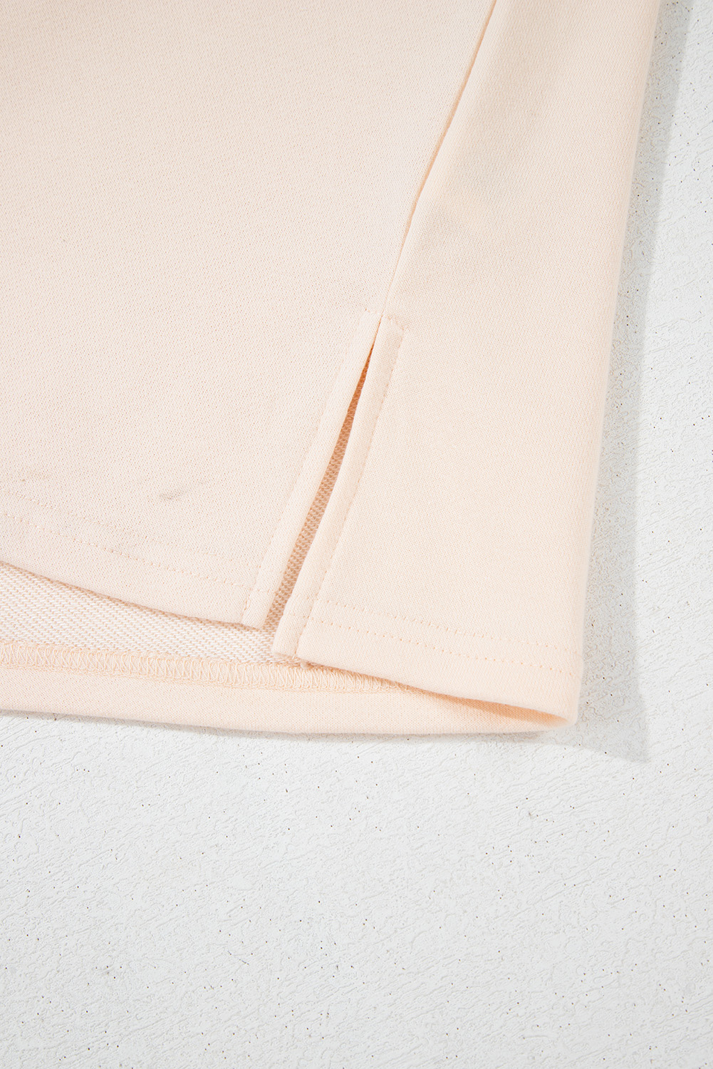 Beige Flower Patch Graphic Exposed Seam Wide Sleeve Top