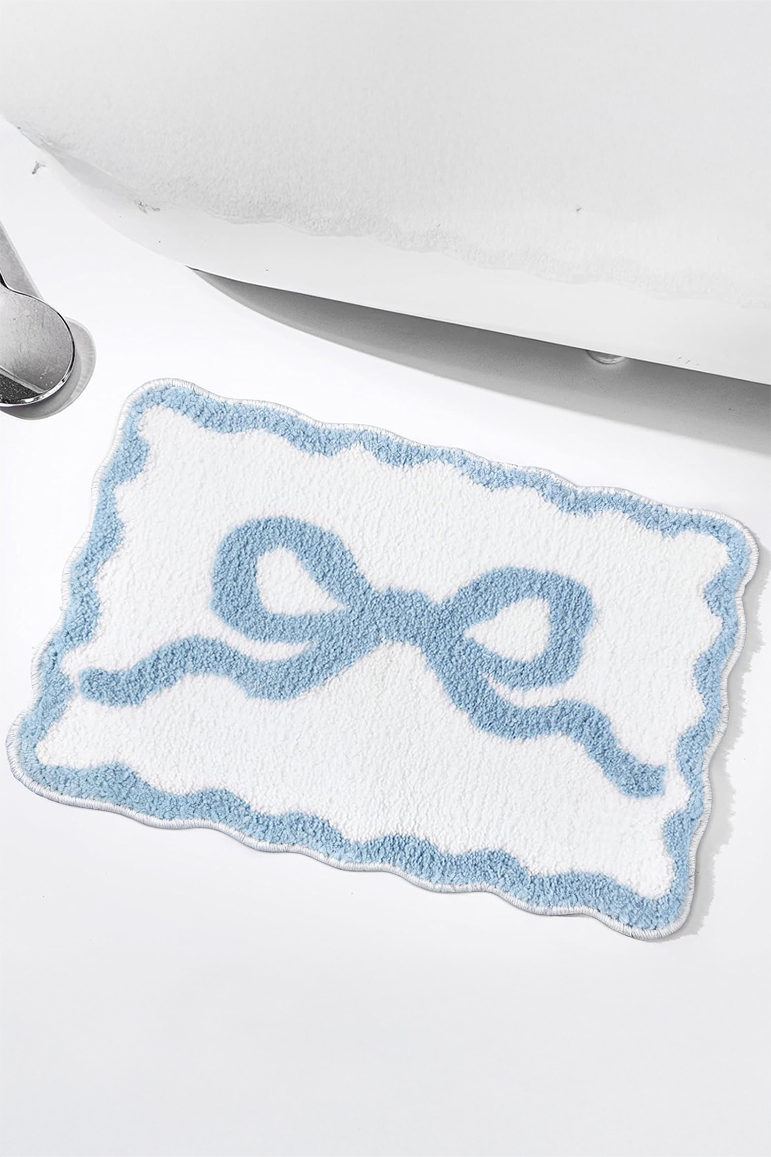 Mist Blue Bow Knot Water Absorption Entrance Ground Mat