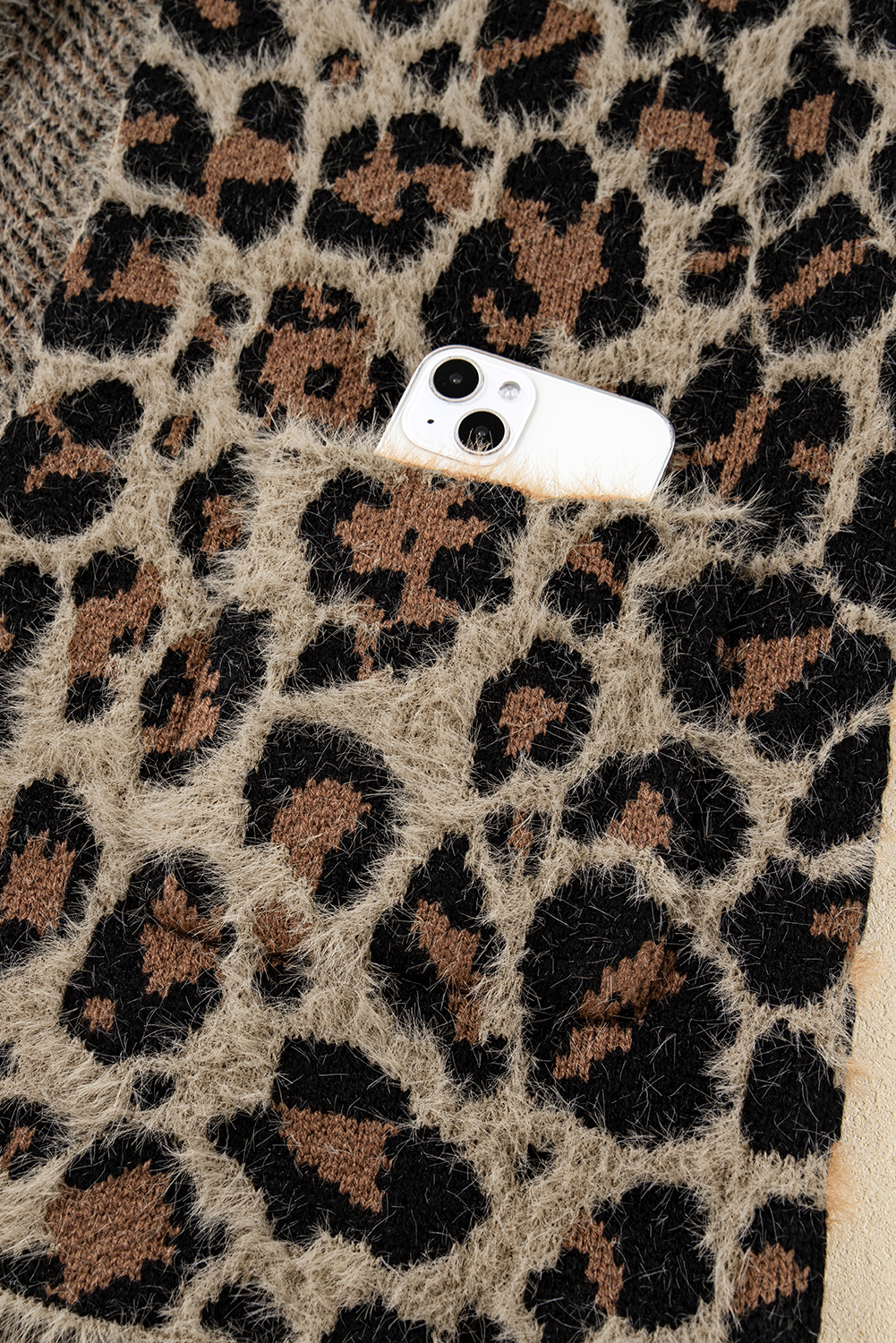 Brown Leopard Open Casual Cardigan