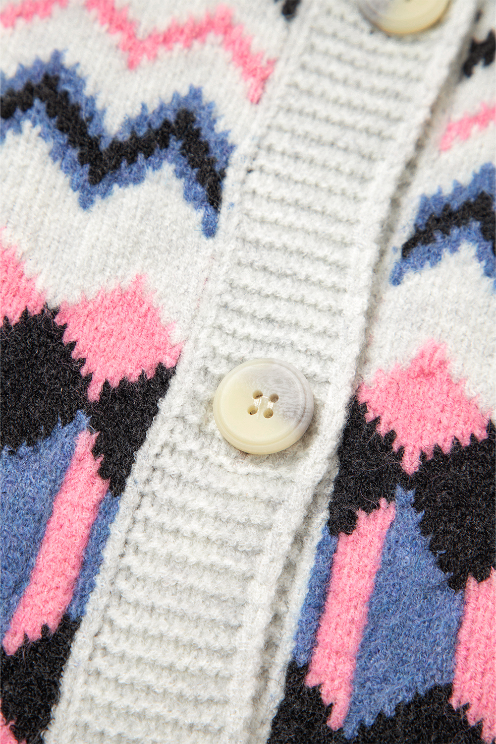 Pink Stripe Geometric Button Up Sweater Cardigan