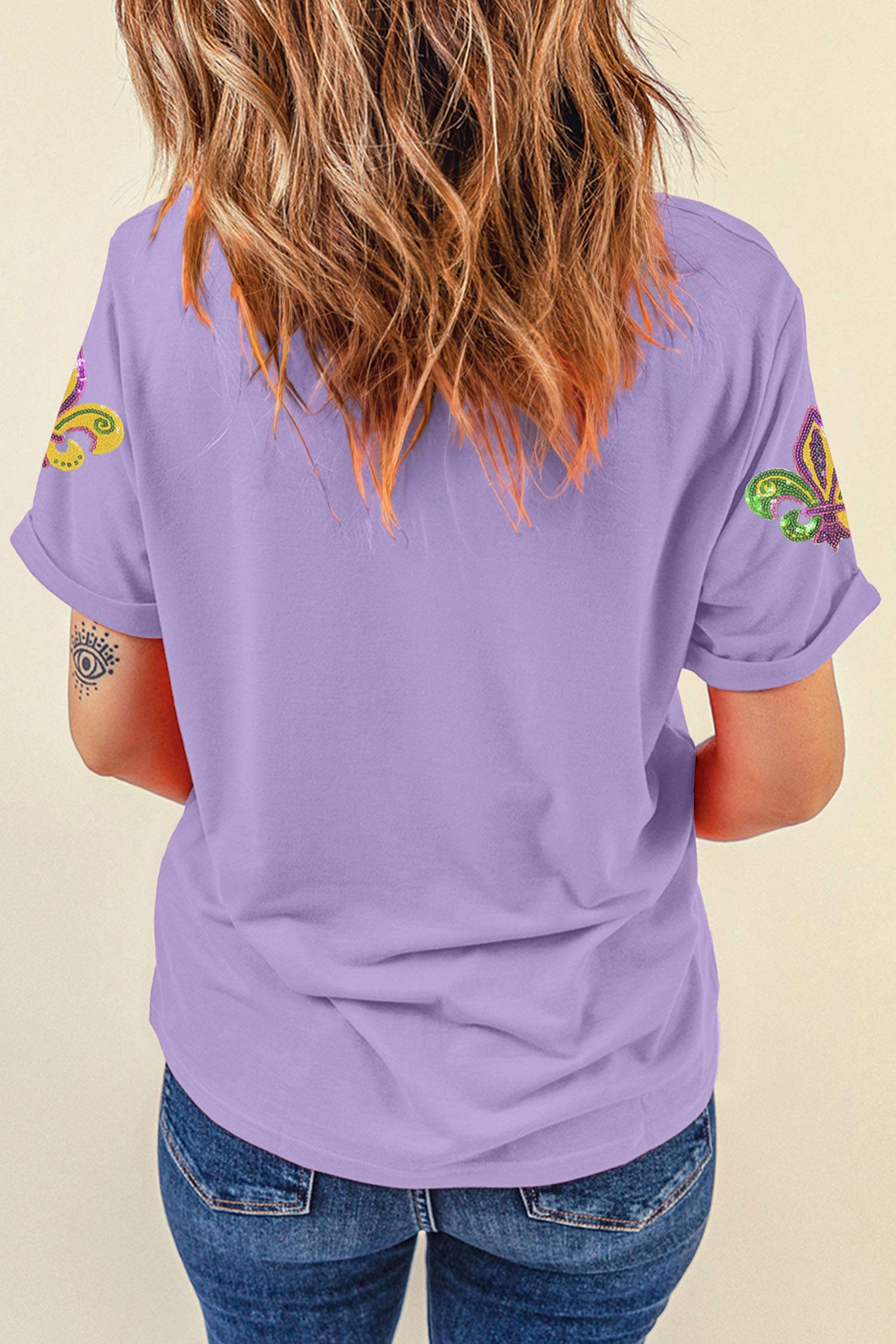Wisteria Mardi Gras Sequined Pattern Holiday T Shirt