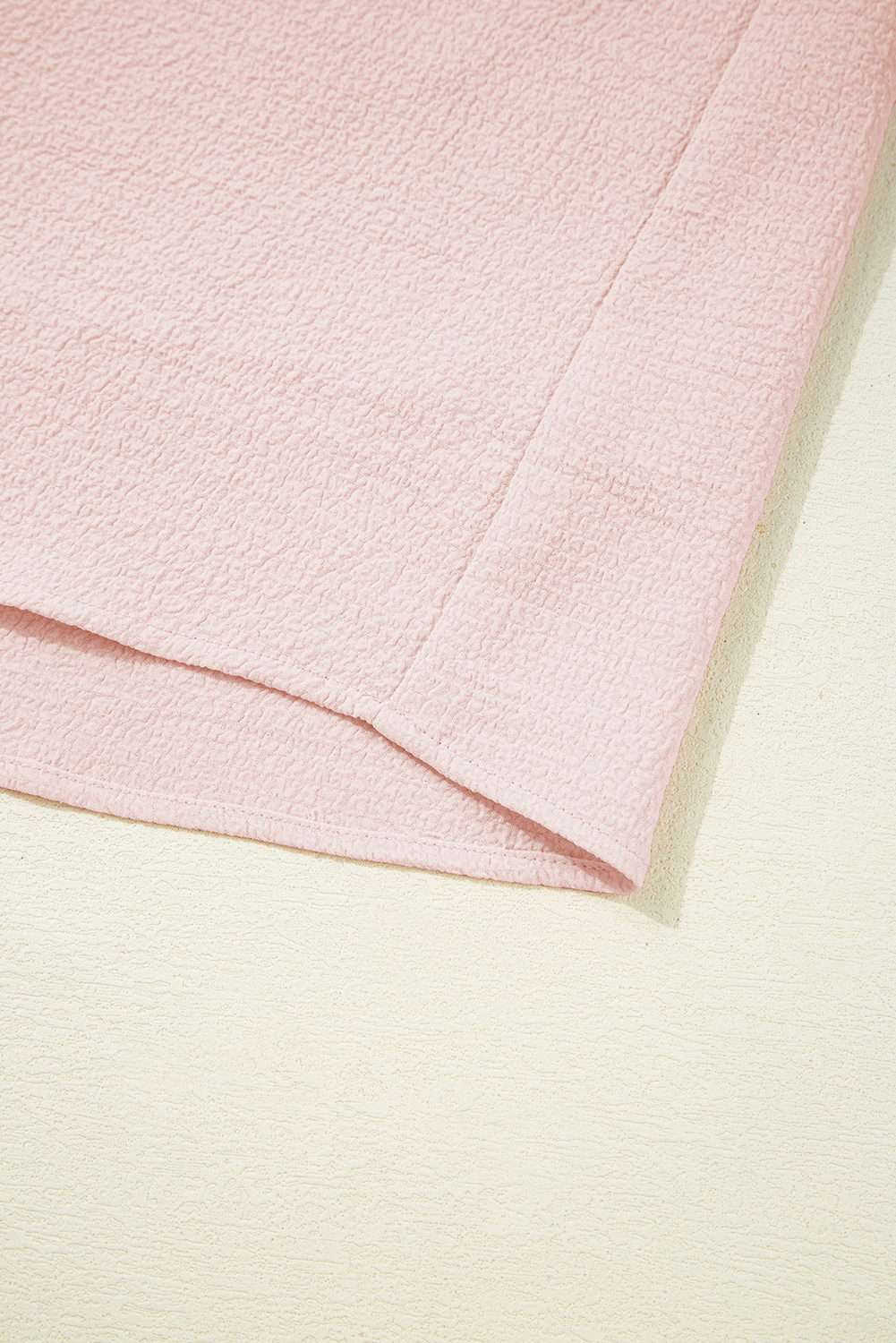 Beau Blue Textured Bow Knot Frilled Butterfly Sleeve Blouse