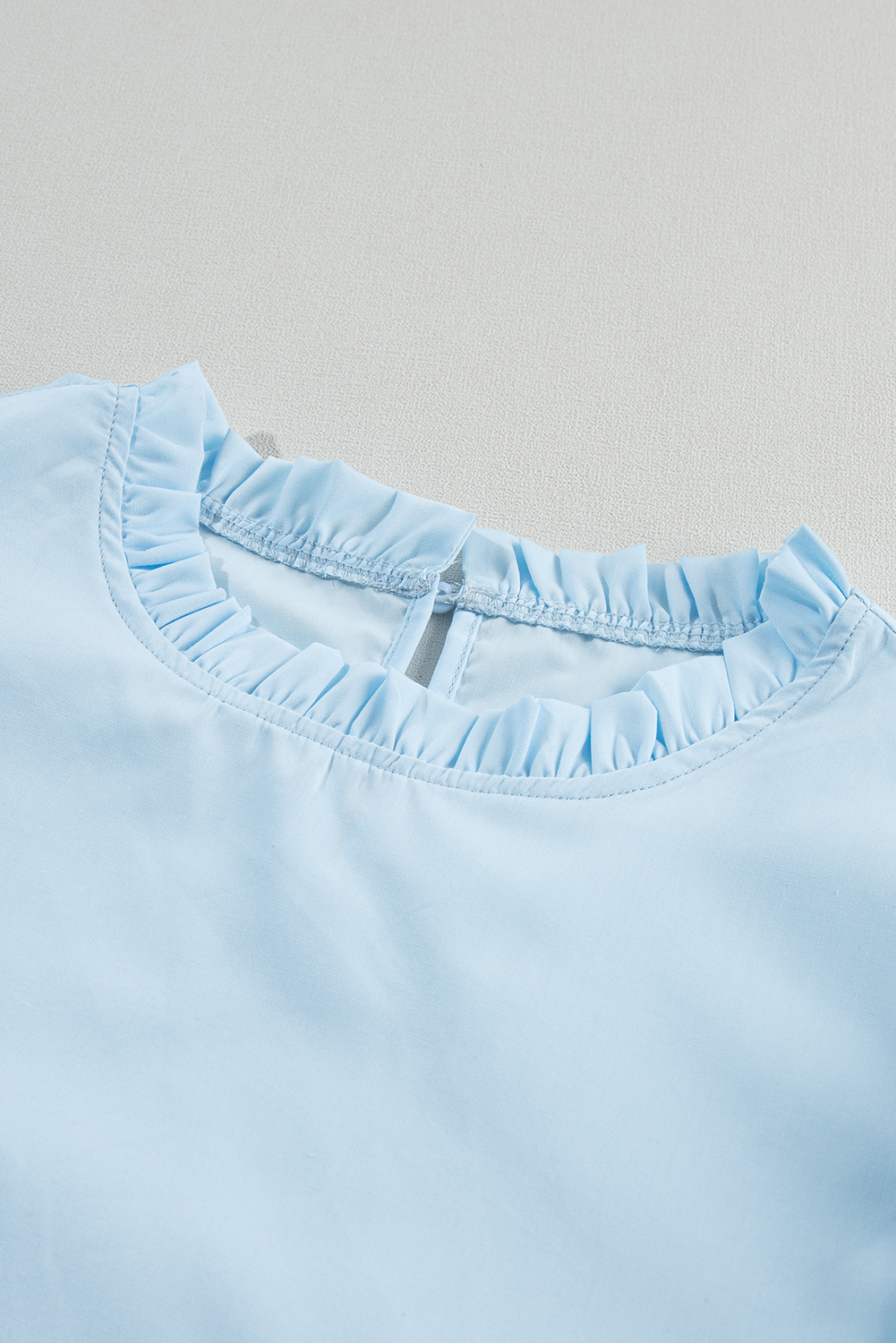 Beau Blue Layered Ric Rac Cap Sleeve Filled Neck Blouse