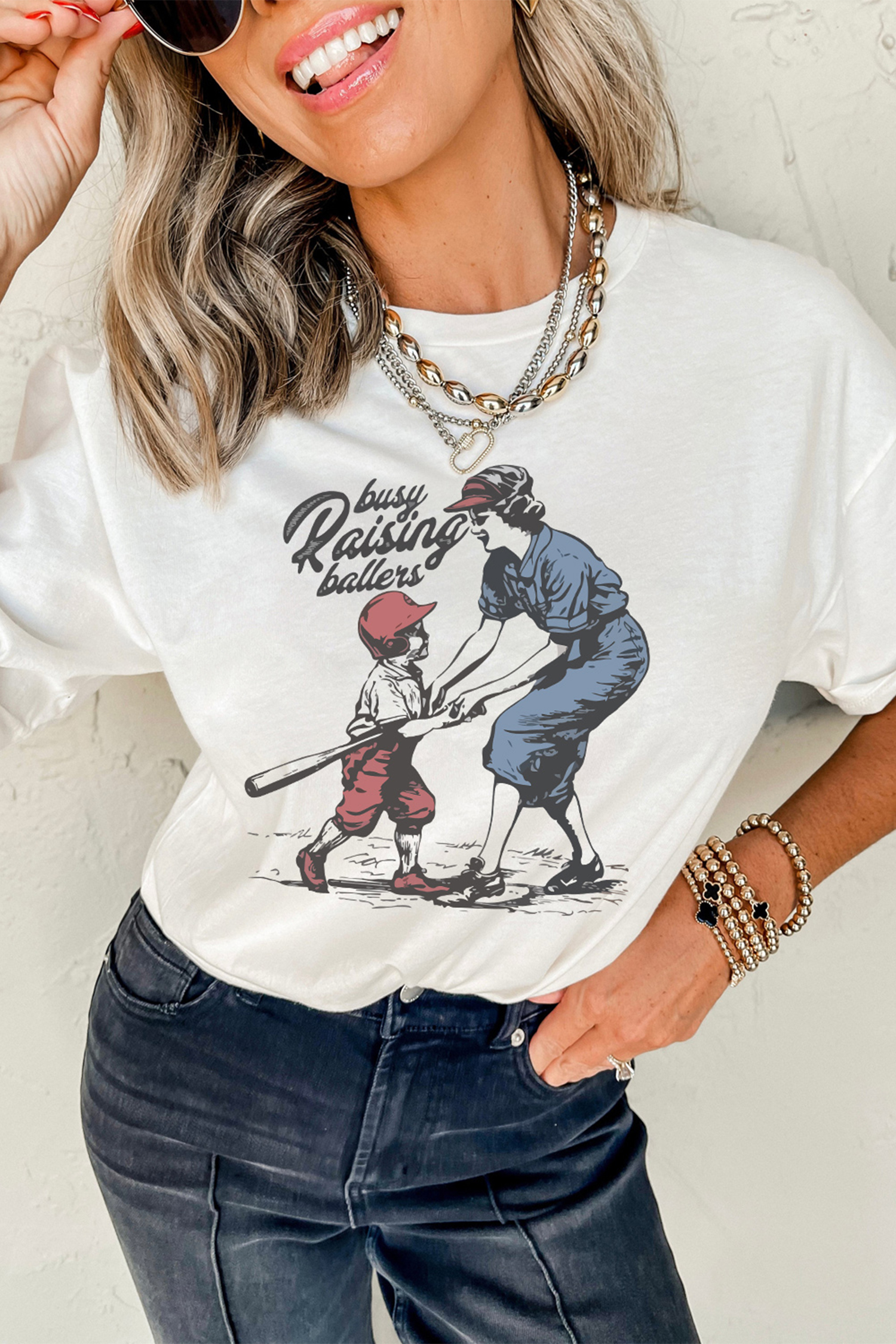 White SHOT CALLER WANNA BE A BALLER Casual Graphic Tee