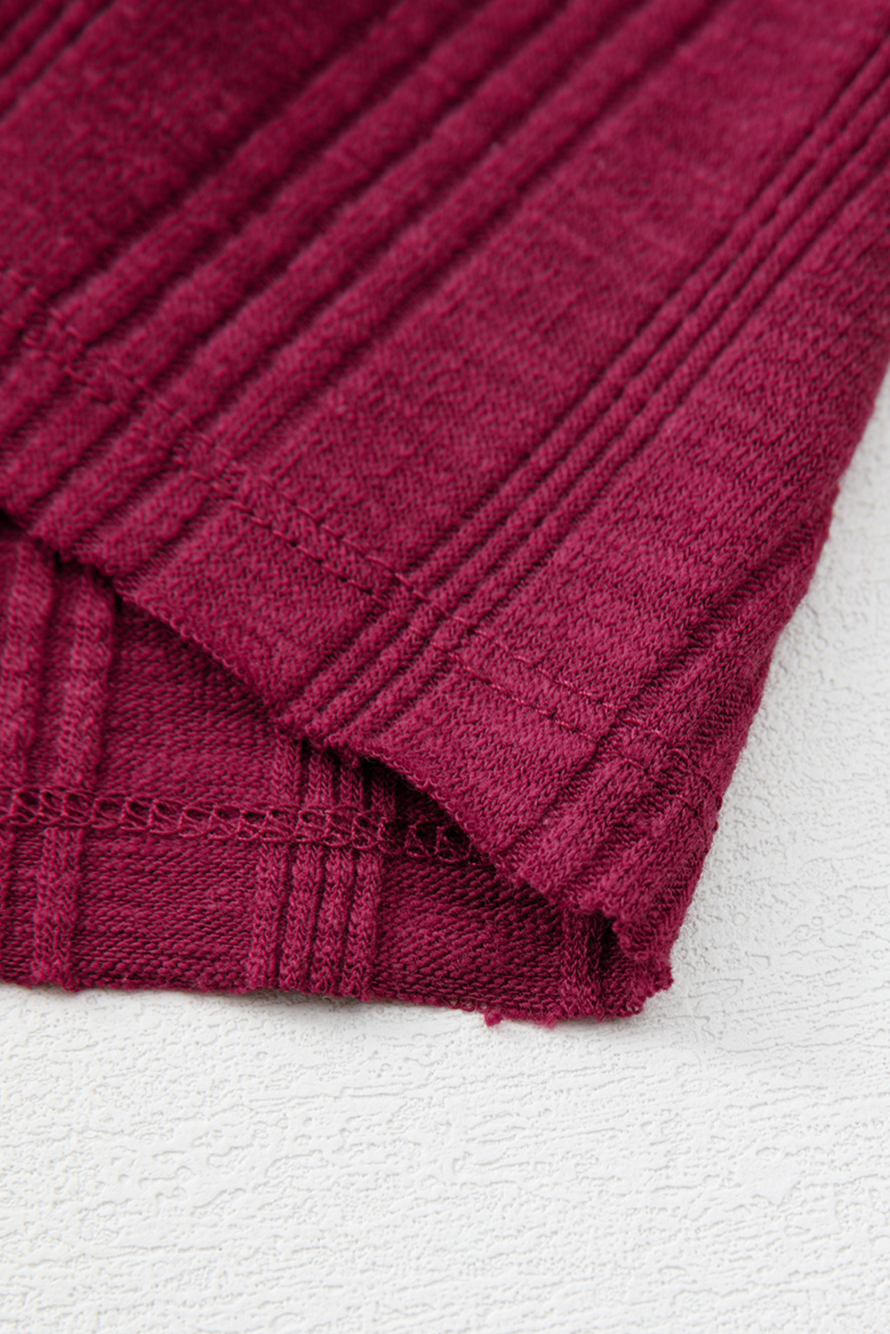 Red Dahlia Ribbed Textured Exposed Stitching Knit Tank Top