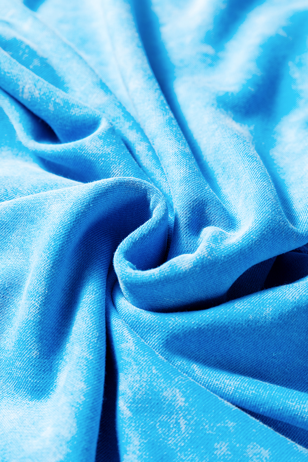 Blue Mineral Wash Raw Seam Double Patched Pocket Pullover Sweatshirt