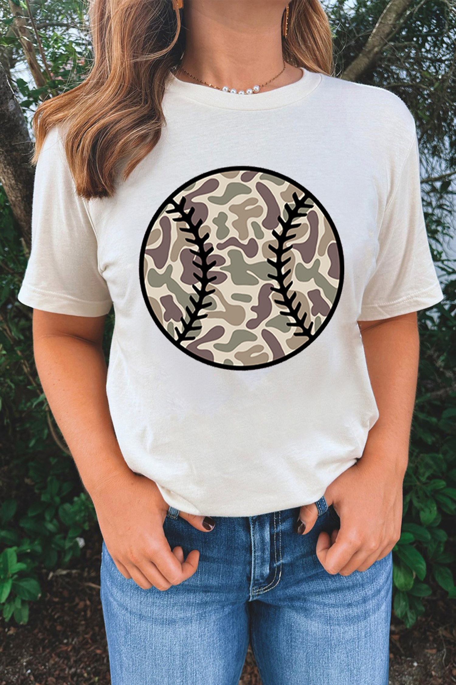 Pink Camouflage Baseball Dropped Shoulder Sweatshirt