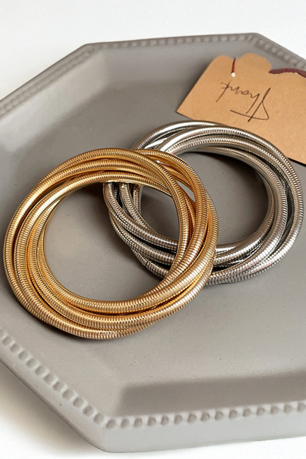 Gold Twist Stacked Exaggerated Alloy Bracelet