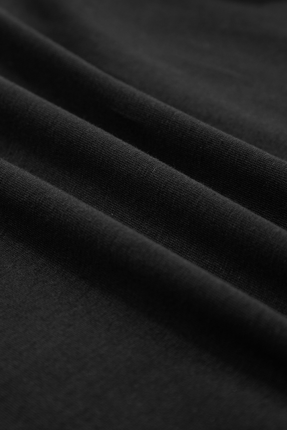 Black Ruffled Crew Neck Slim Fit Top