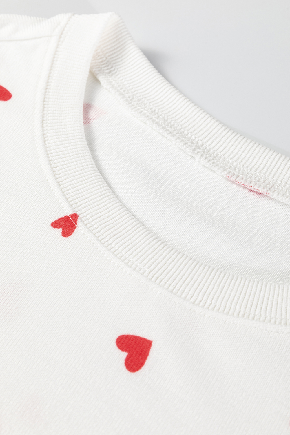 Fiery Red Tiny Hearts Printed Long Sleeve Top Drawstring Lounge Pant Set