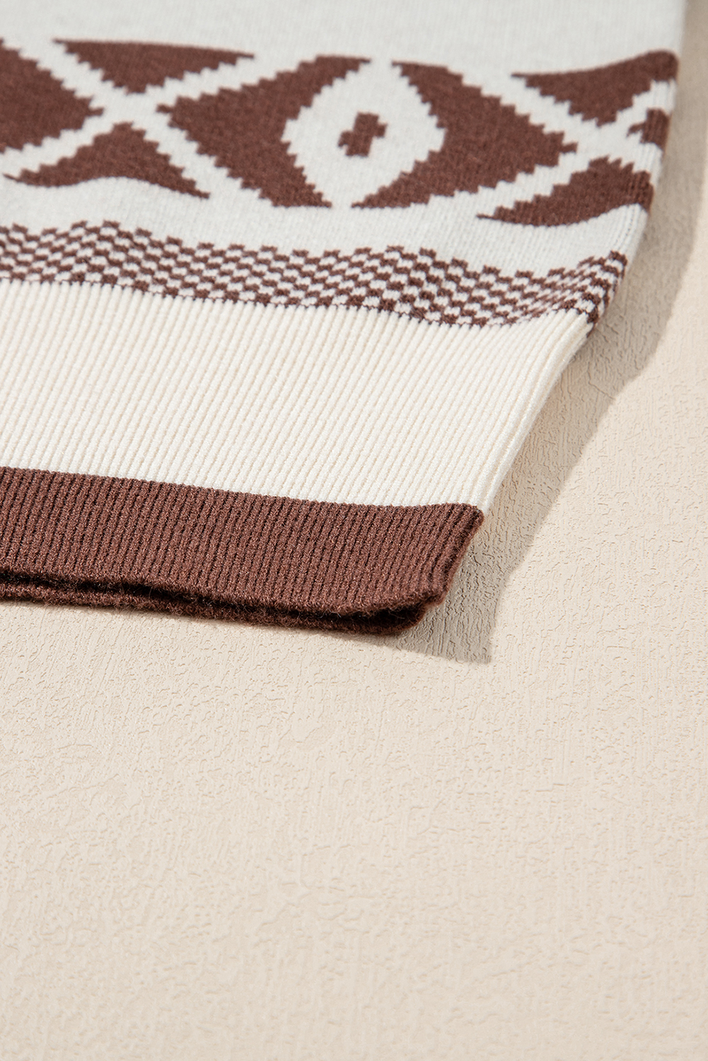 Brown Abstract Print Pullover Sweater