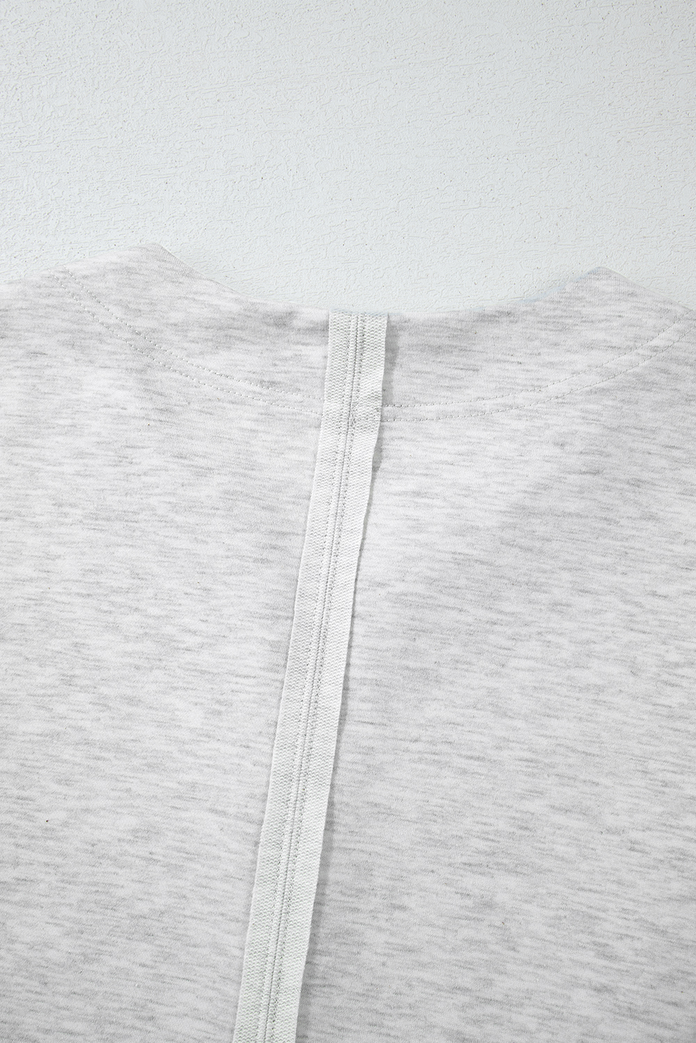 Dearlovers Light Grey Two Tone Contrast Waffle Knit Patched Buttoned V Neck Top